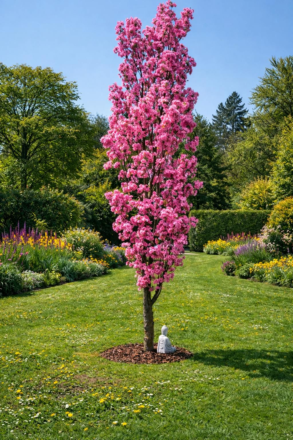 Direct Plants Pink/Light Prunus Amanogawa Flagpole Flowering Cherry Tree 6Ft In A 7.5 Litre Pot By - Pot - 1 - Cherry Blossom