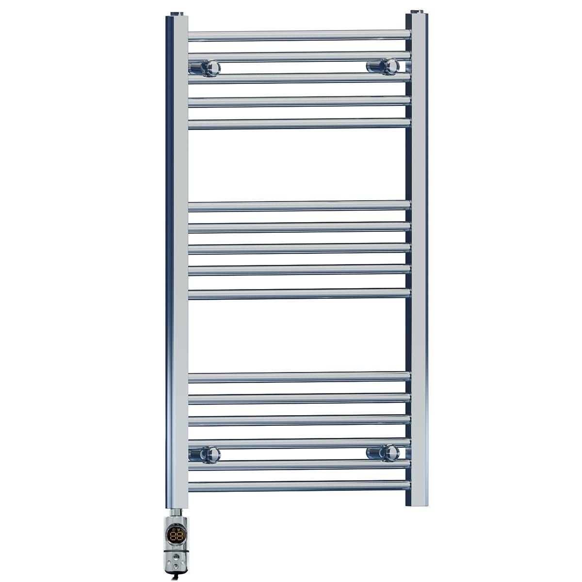 Myhomeware 600 X 900 Mm Chrome Electric Bathroom Towel Rail Radiator Heater With Af Thermostatic Electric Element Pre-Filled