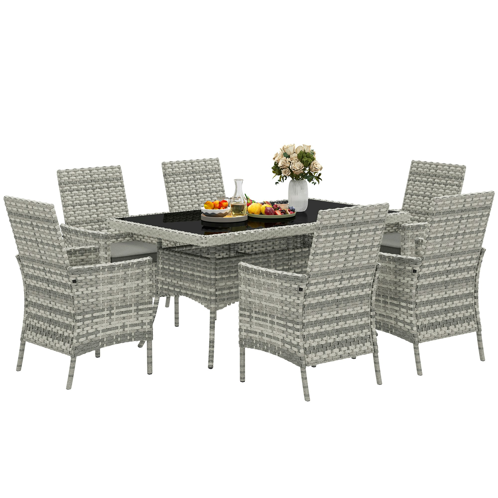 Rackhams Grey Seater Rattan Garden Furniture Set With Cushions, Mixed - Mixed - Pe Rattan Size 6