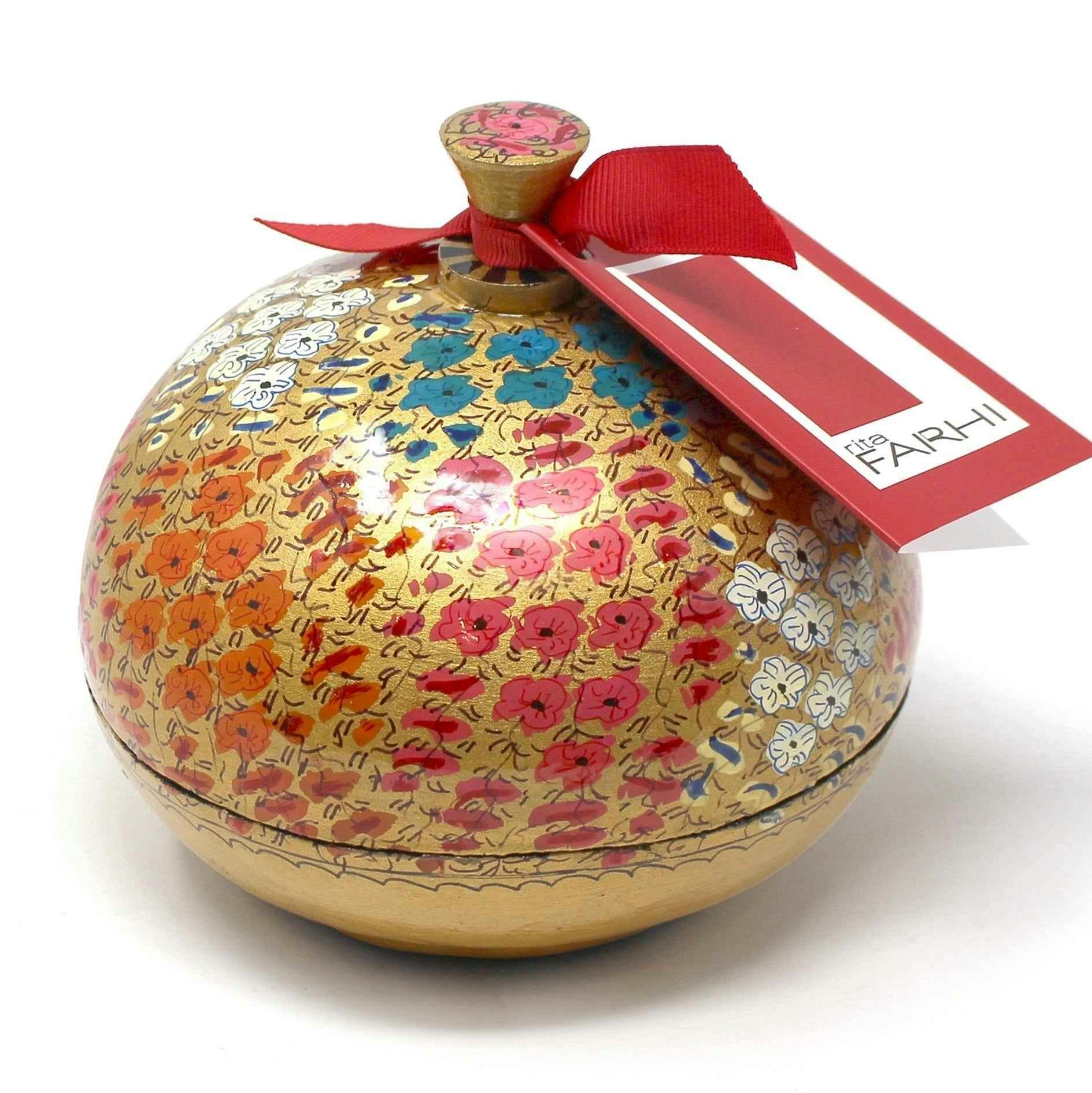 Rita Farhi Dark/White Handmade Bonbonnière Filled With Assorted Chocolate Coated Raisins, Palm Oil Free, 130G - Floral
