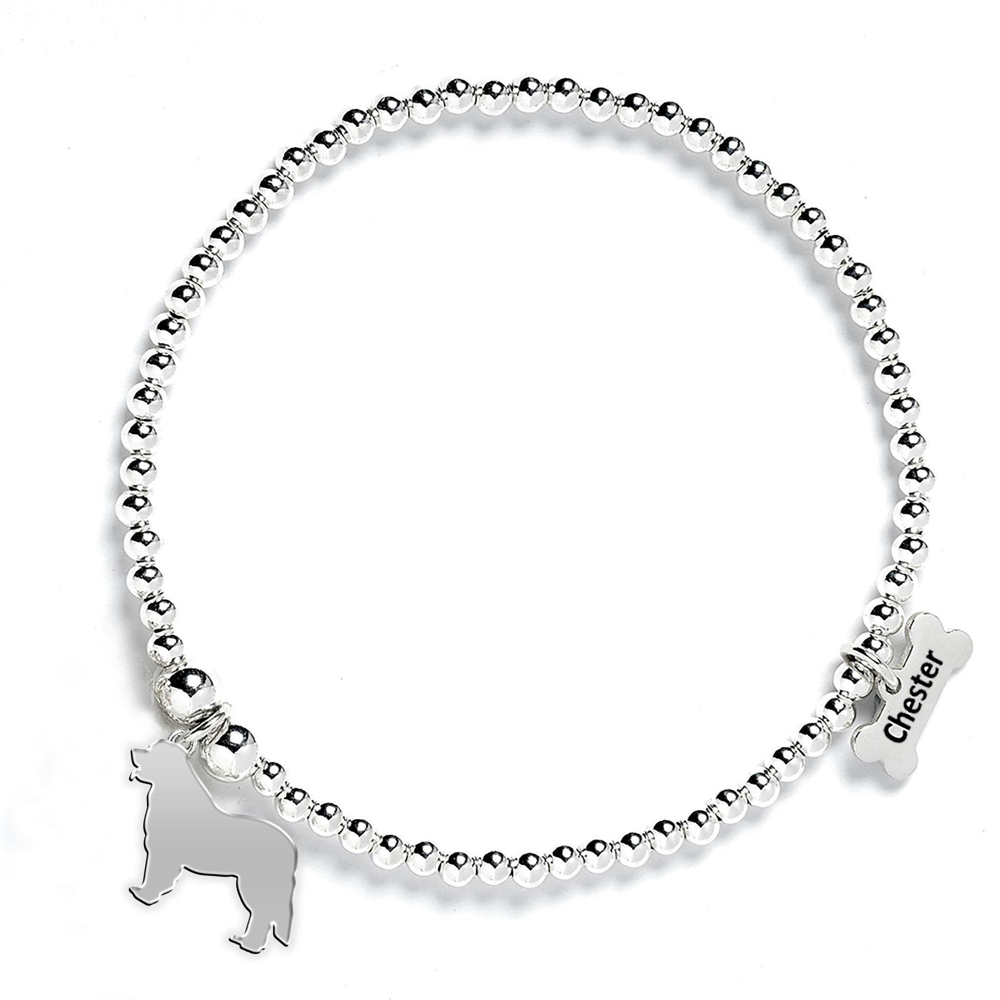 Mylee London Silver Leonberger Silhouette Ball Bead Bracelet - Personalised - Yes