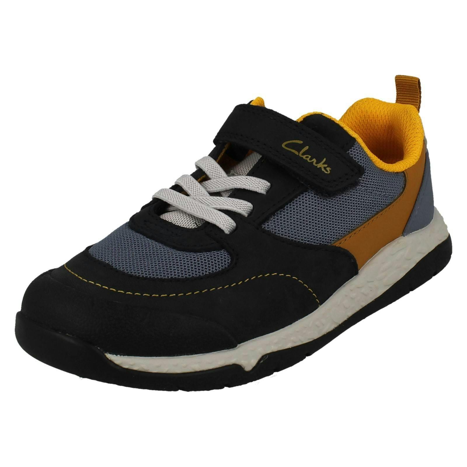 Clarks Childrens Casual Hook And Loop Fastening Trainers - Steggy Stride K - Navy Combi - Uk 12.5 Child - G