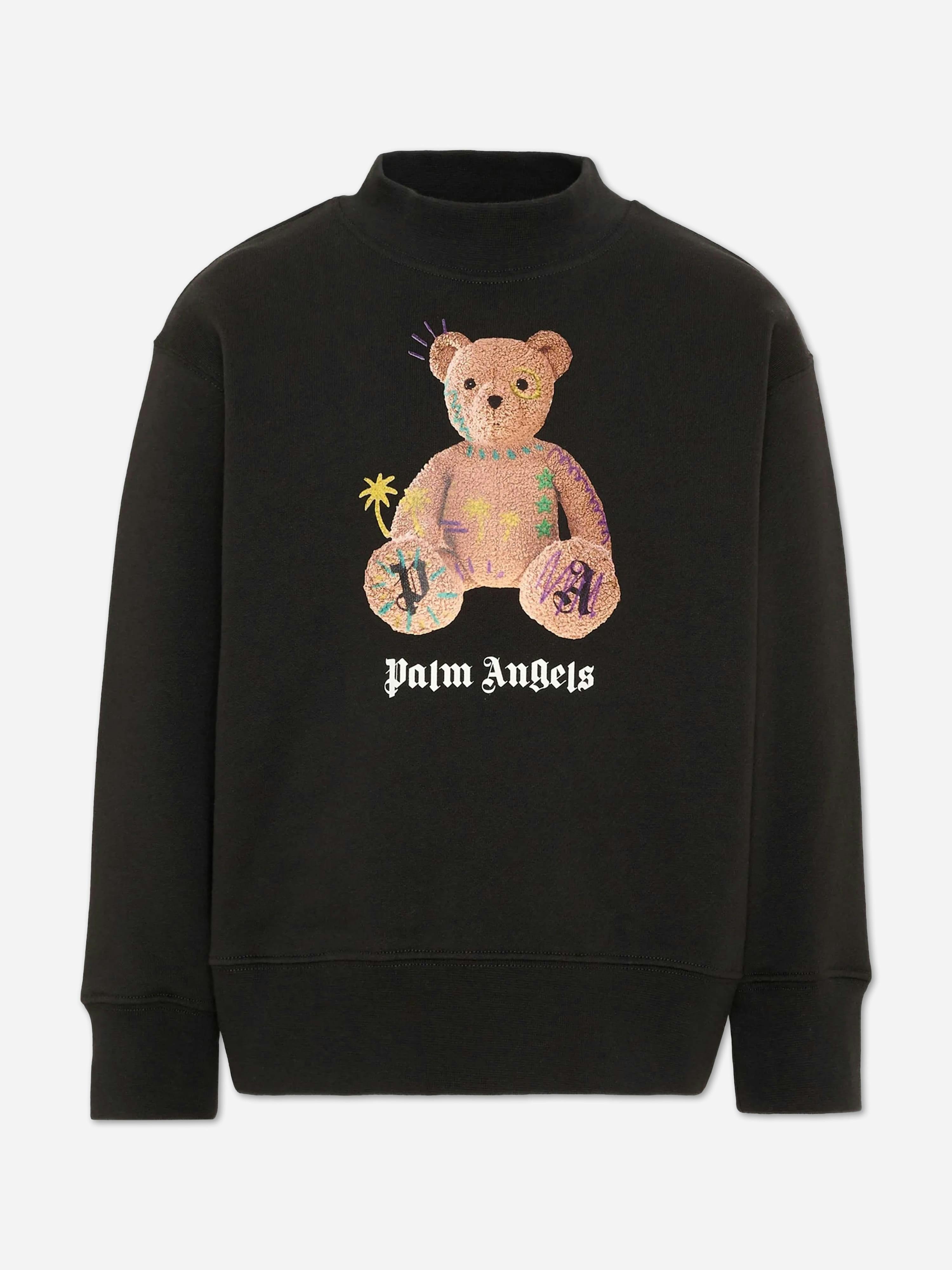 Palm Angels Boys Black Kids Teddy With Signs Sweatshirt In - 14 Yrs