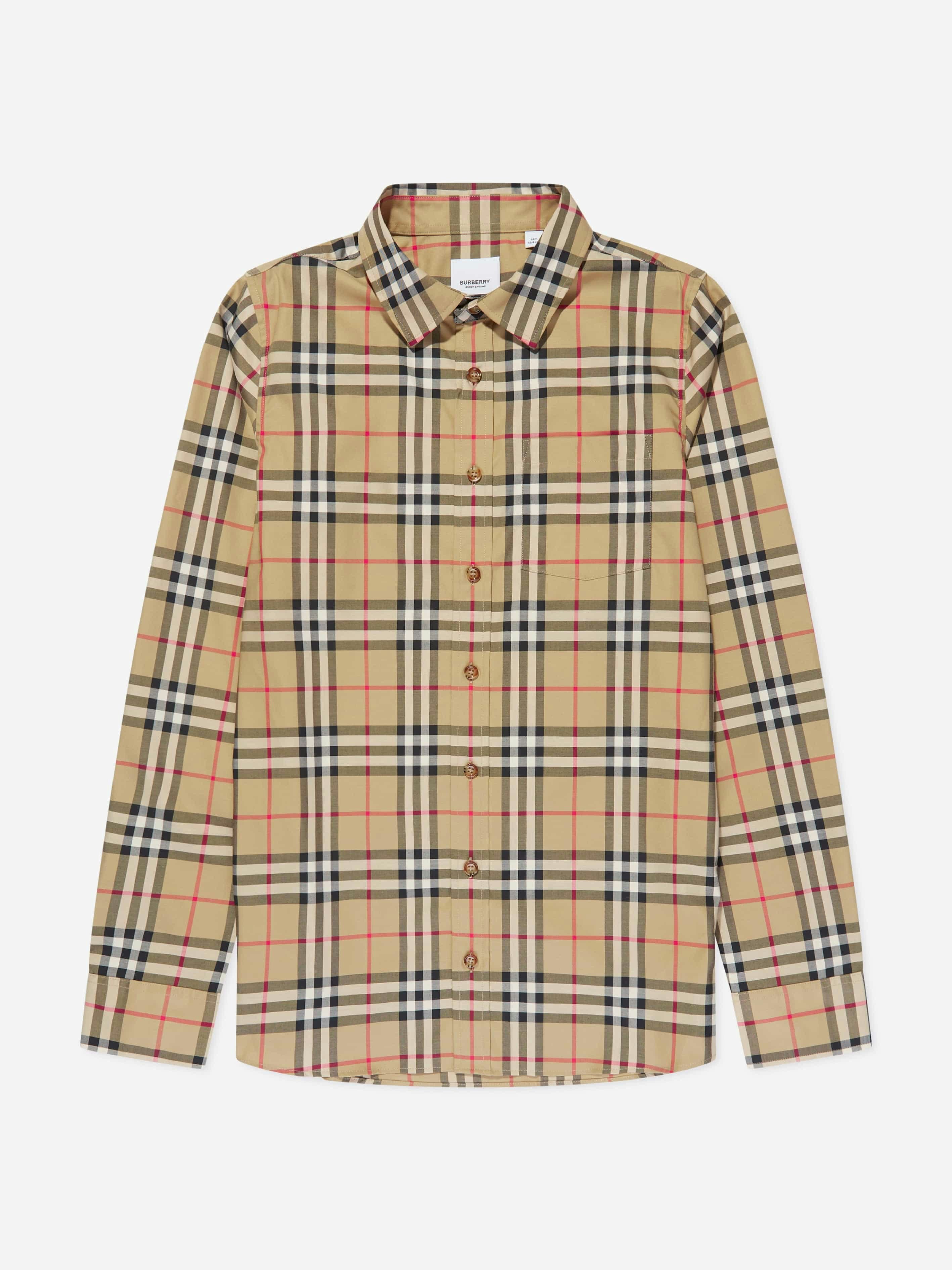 Burberry Kids Boys Beige Burberry Owen Long Sleeve Check Shirt In - 6 Yrs