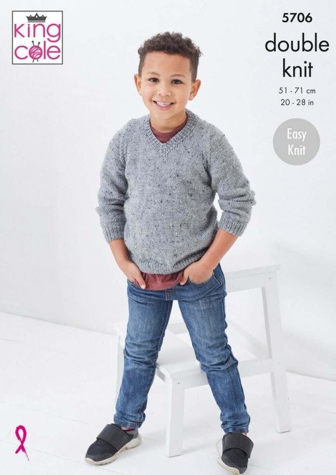 King Cole DK Knitting Pattern - 5706 Boy's Sweater & Slipover - Image 5
