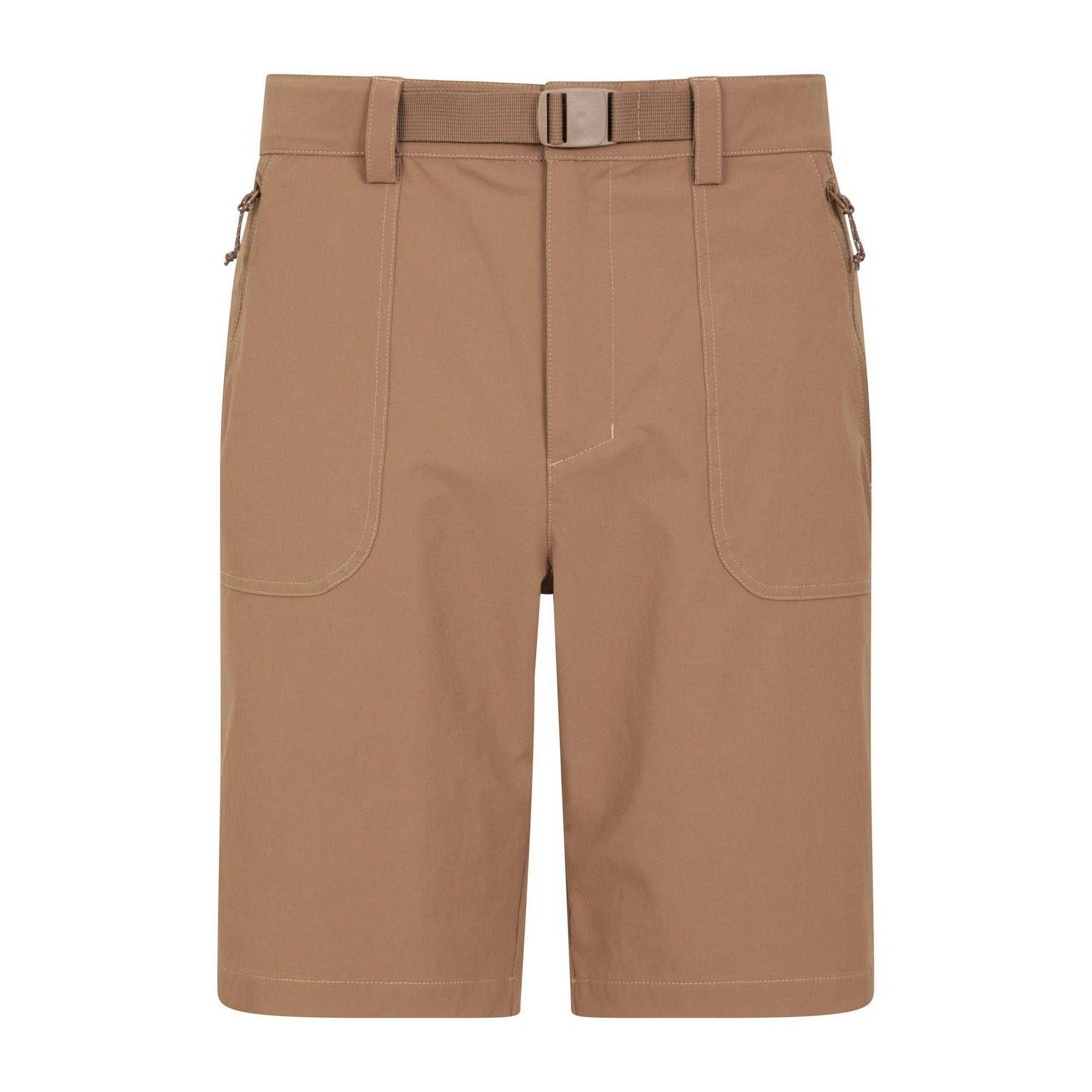 Mountain Warehouse Men's Dark/Beige Grassland Belted Shorts - 28R - 88% Polyamide/12% Elastane
