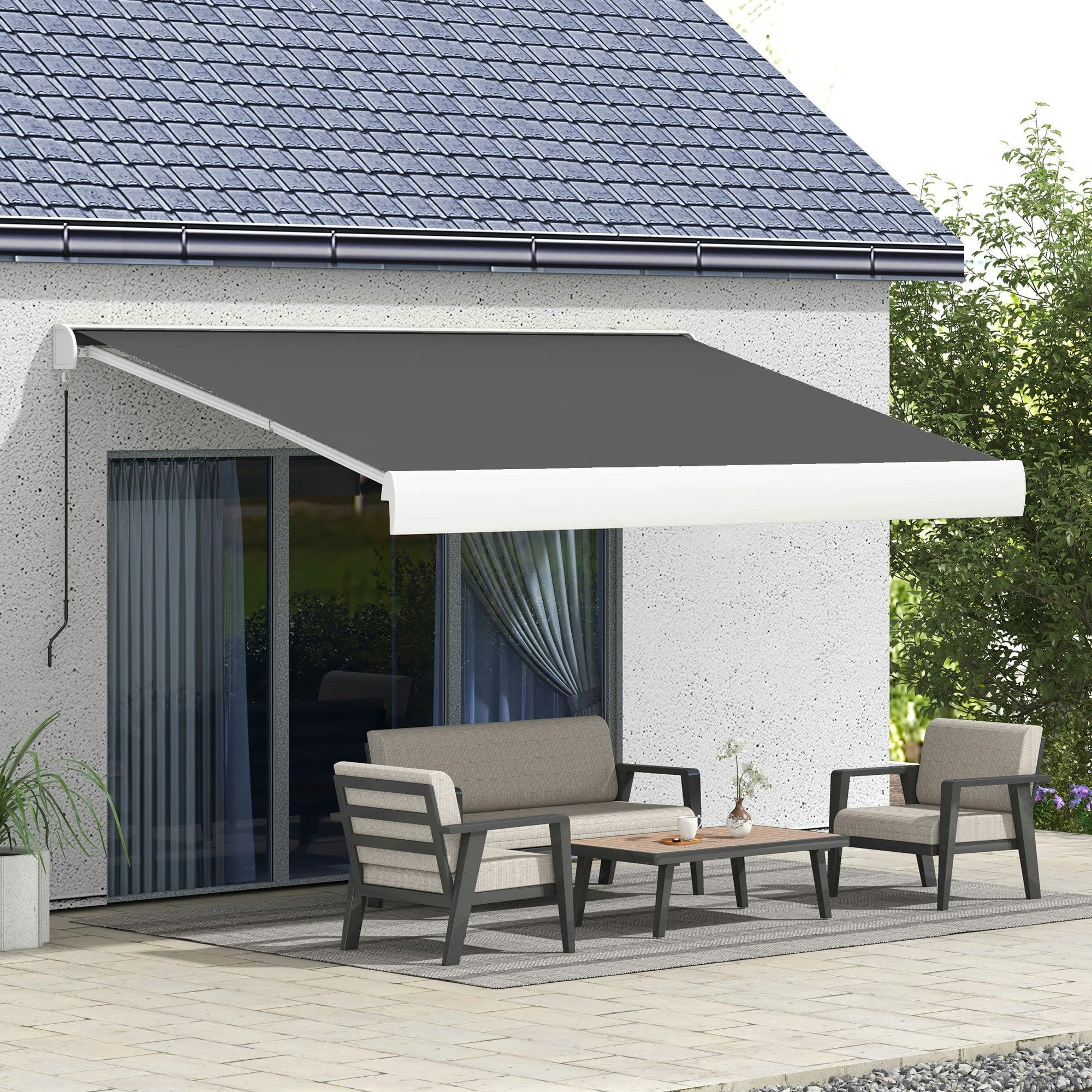 Outsunny 3 X 2.5M Electric Retractable Awning Sun Canopies For Door Window