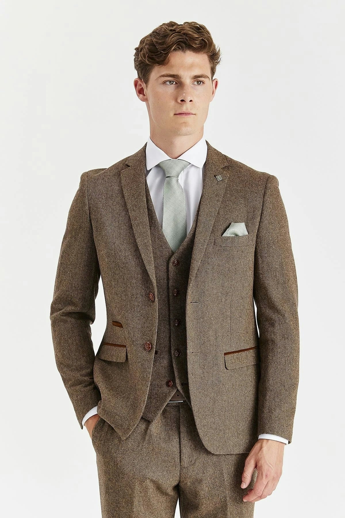 Paul Andrew Men's Brown Oscar - Wool Blend Tweed Blazer - 48