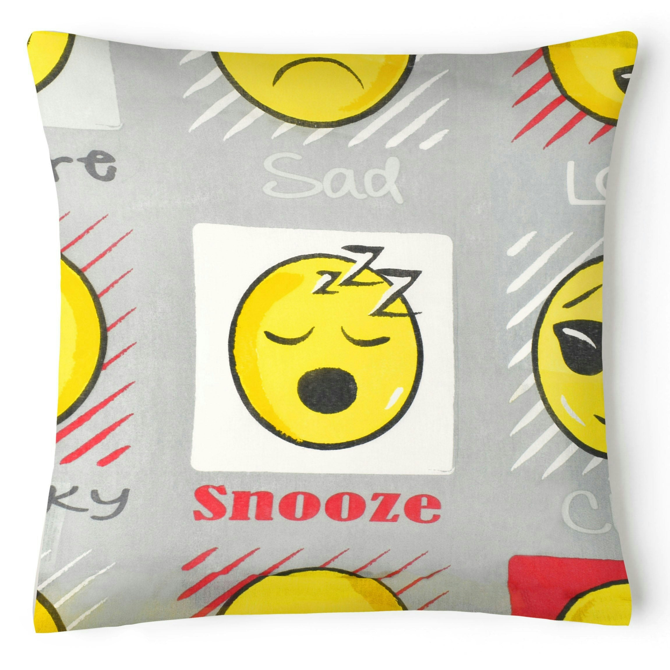 Rackhams Grey Fun Emoji Cushion - 43Cm X 43Cm