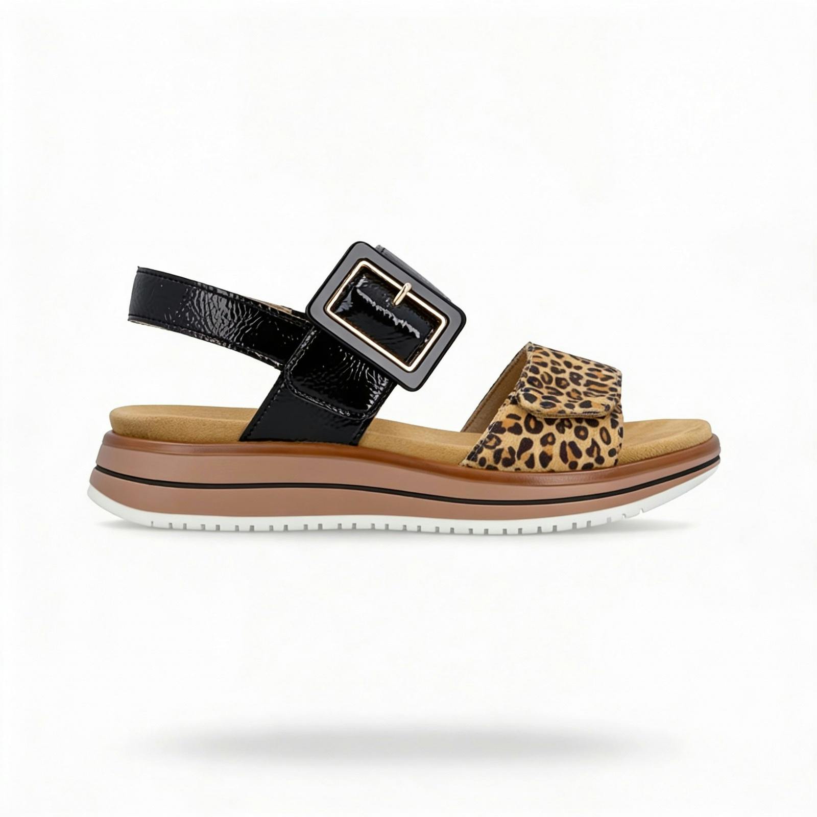 Remonte Women's Beige/Black D1j53 Ankle Strap Sandals - Multicoloured - Uk 8