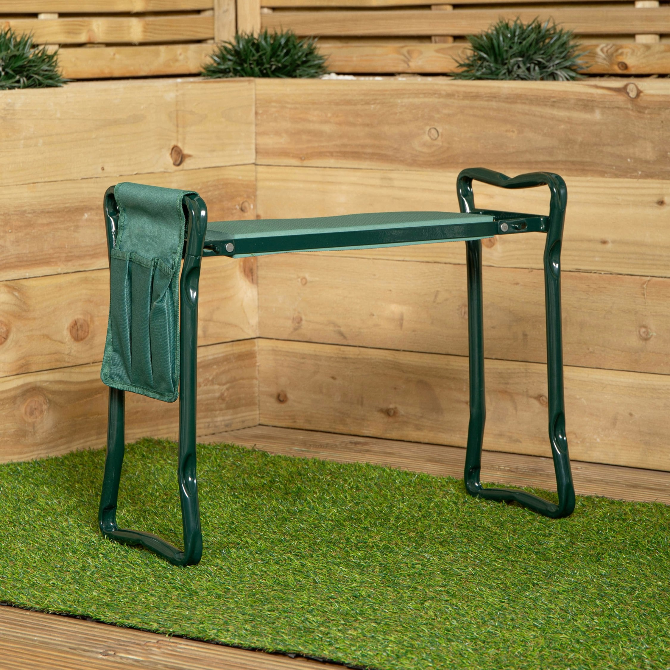 Garden Kneeler Chair With Detachable Tool Bag Green Samuel Alexander - Image 5