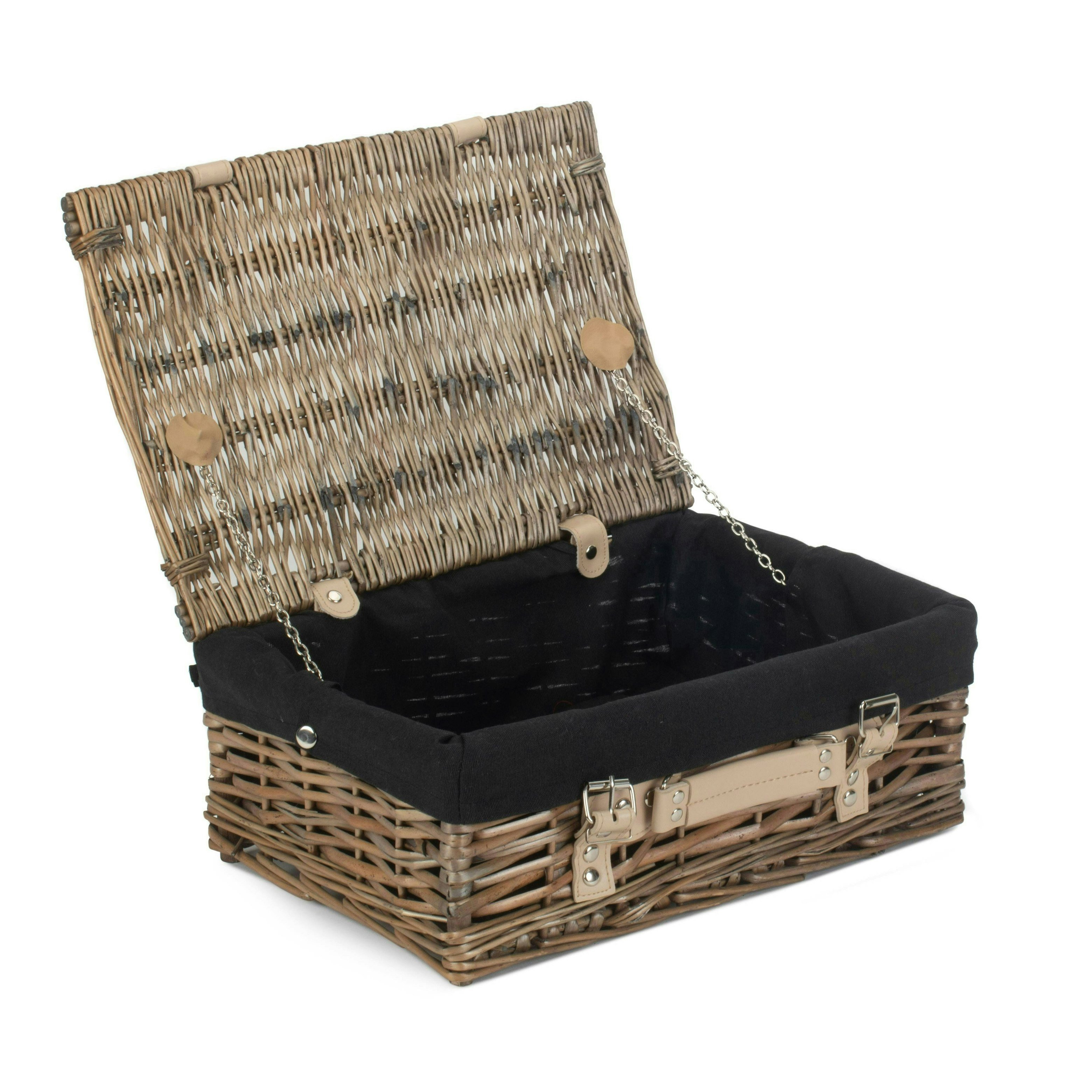 Rackhams Black 35Cm Antique Wash Split Willow Wicker Basket