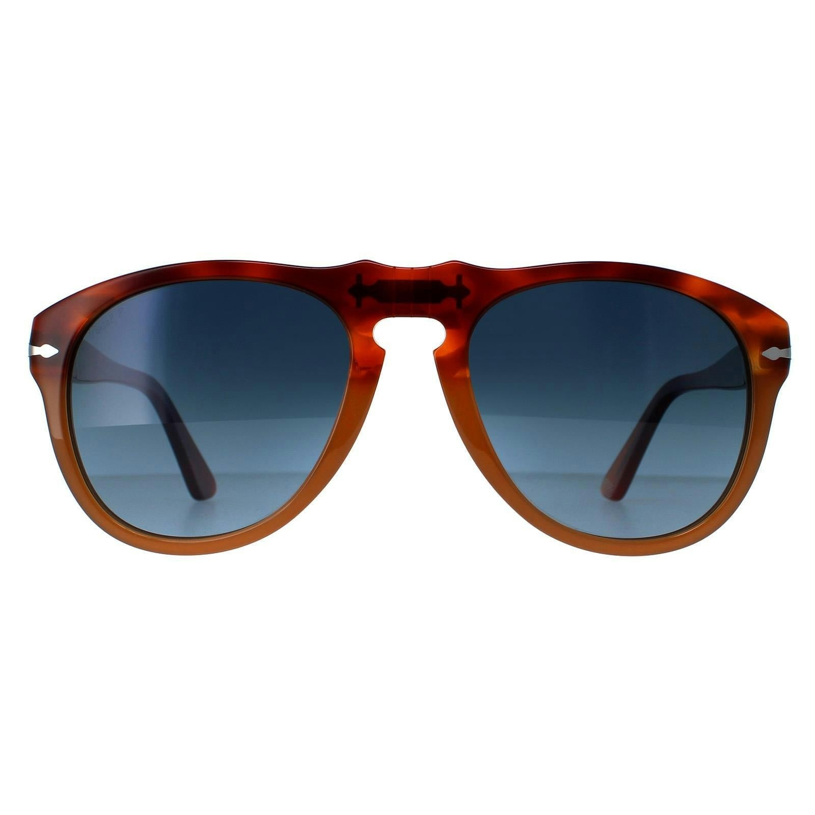 Persol Men's Brown/Blue Po0649 1025S3 Man Sunglasses Acetate Pilot Polarized - Image 8