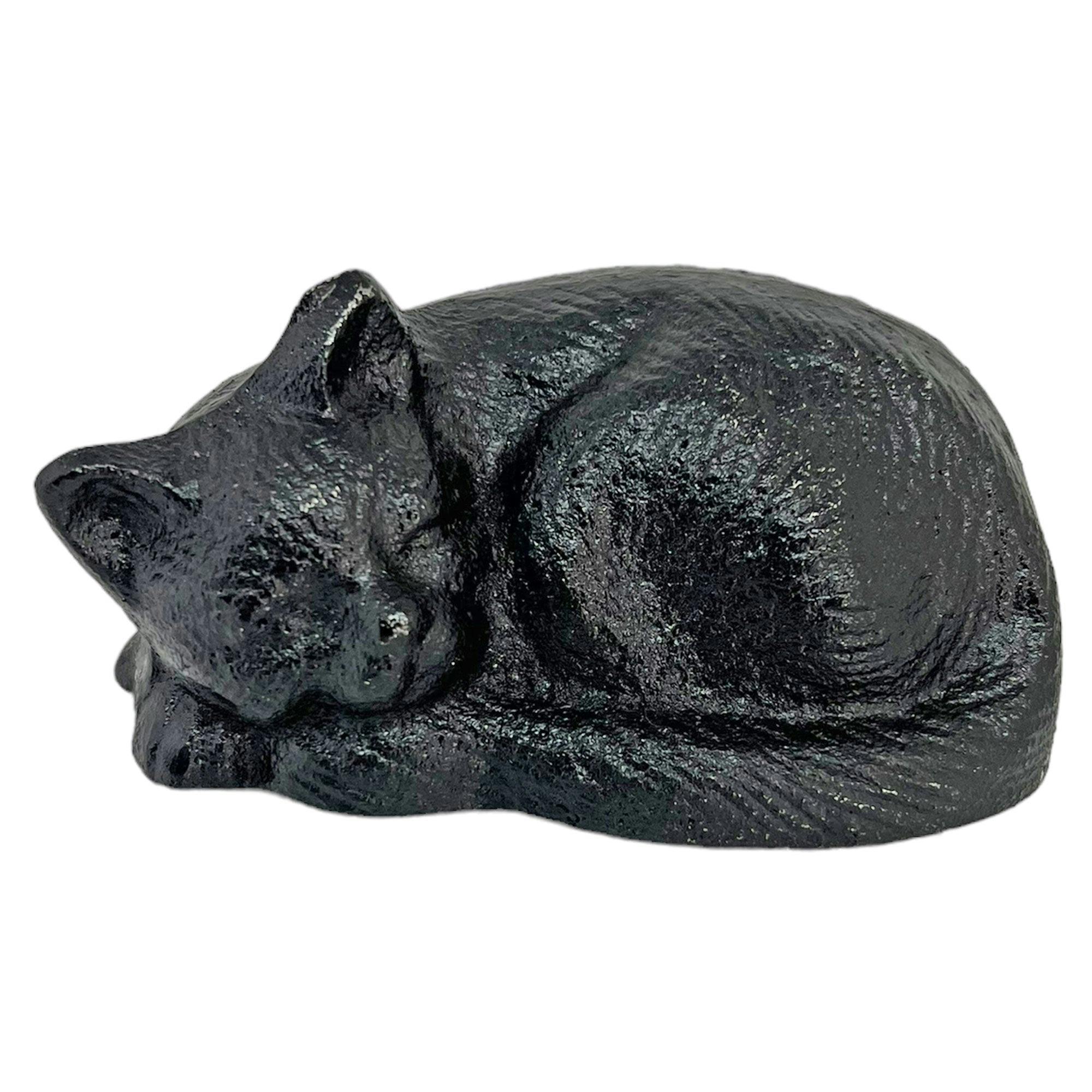 Ascalon Black Cast Iron Sleeping Cat Garden Animal Ornament
