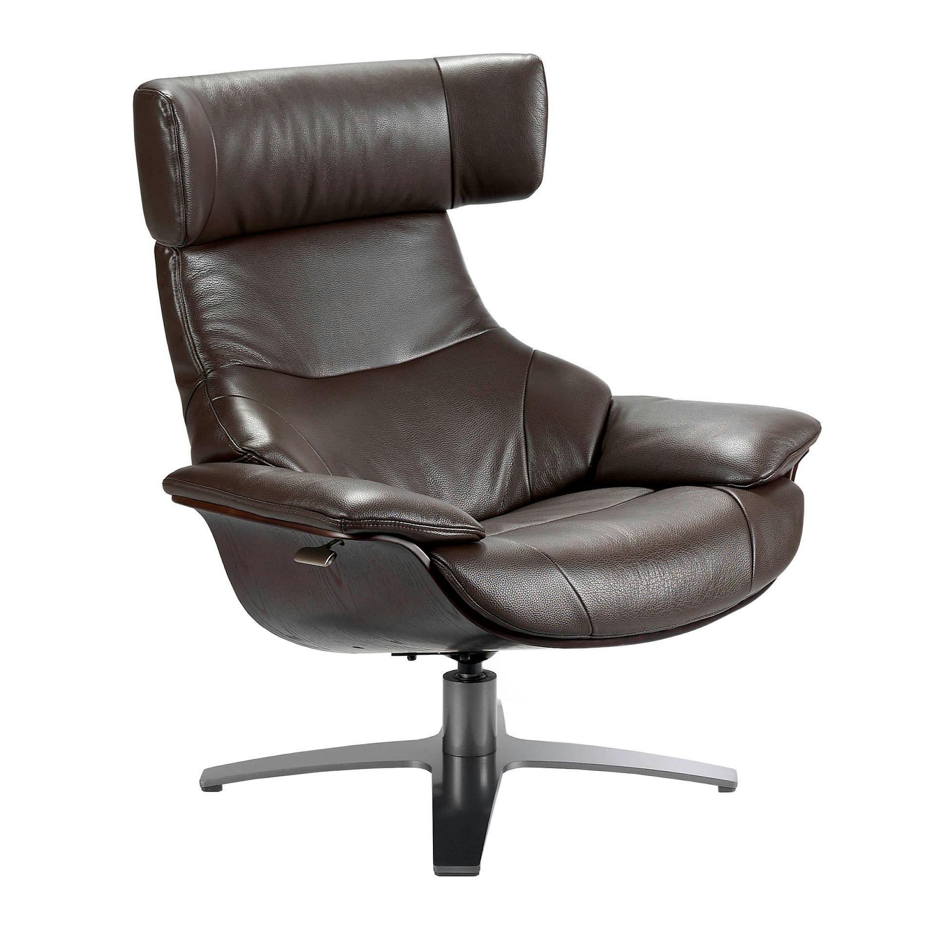 Rackhams Brown Chocolate Leather Swivel Recliner Armchair 5022 - Modern - Yes - No