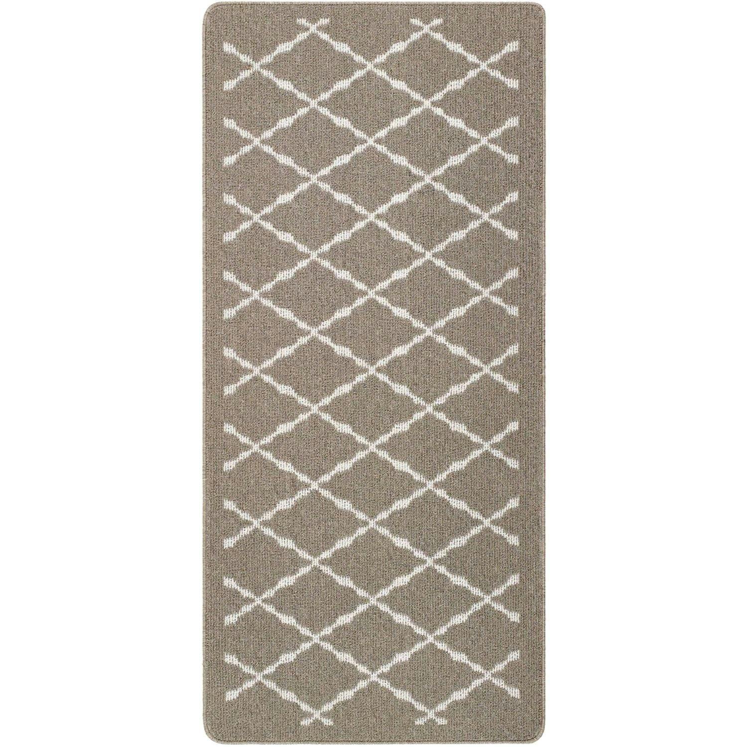 Rackhams Beige Washable Diamond Mat And Runner - 67X150 Cm