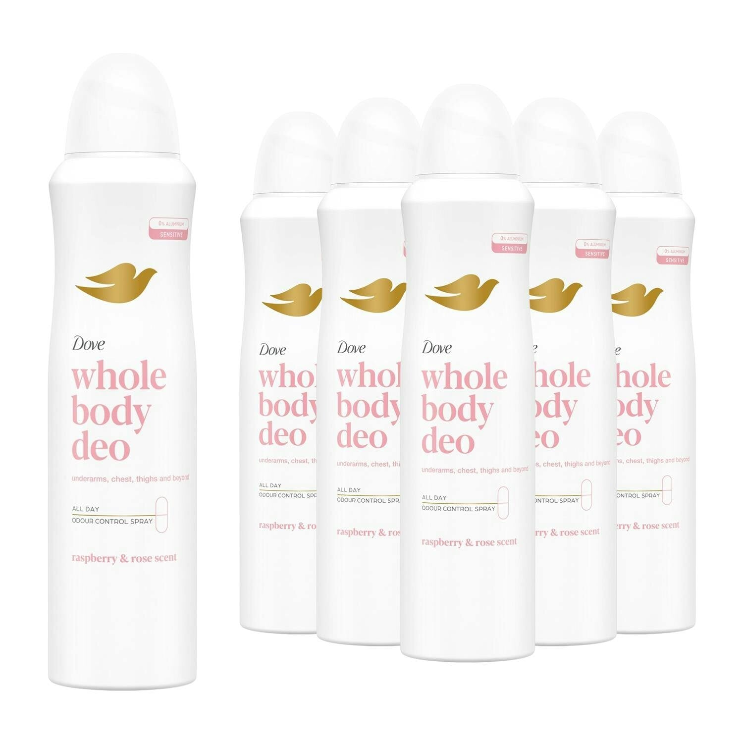 Dove Unisex Multi Whole Body Odour Protection Deodorant Spray Raspberry & Rose,6Pk 150Ml - Image 3