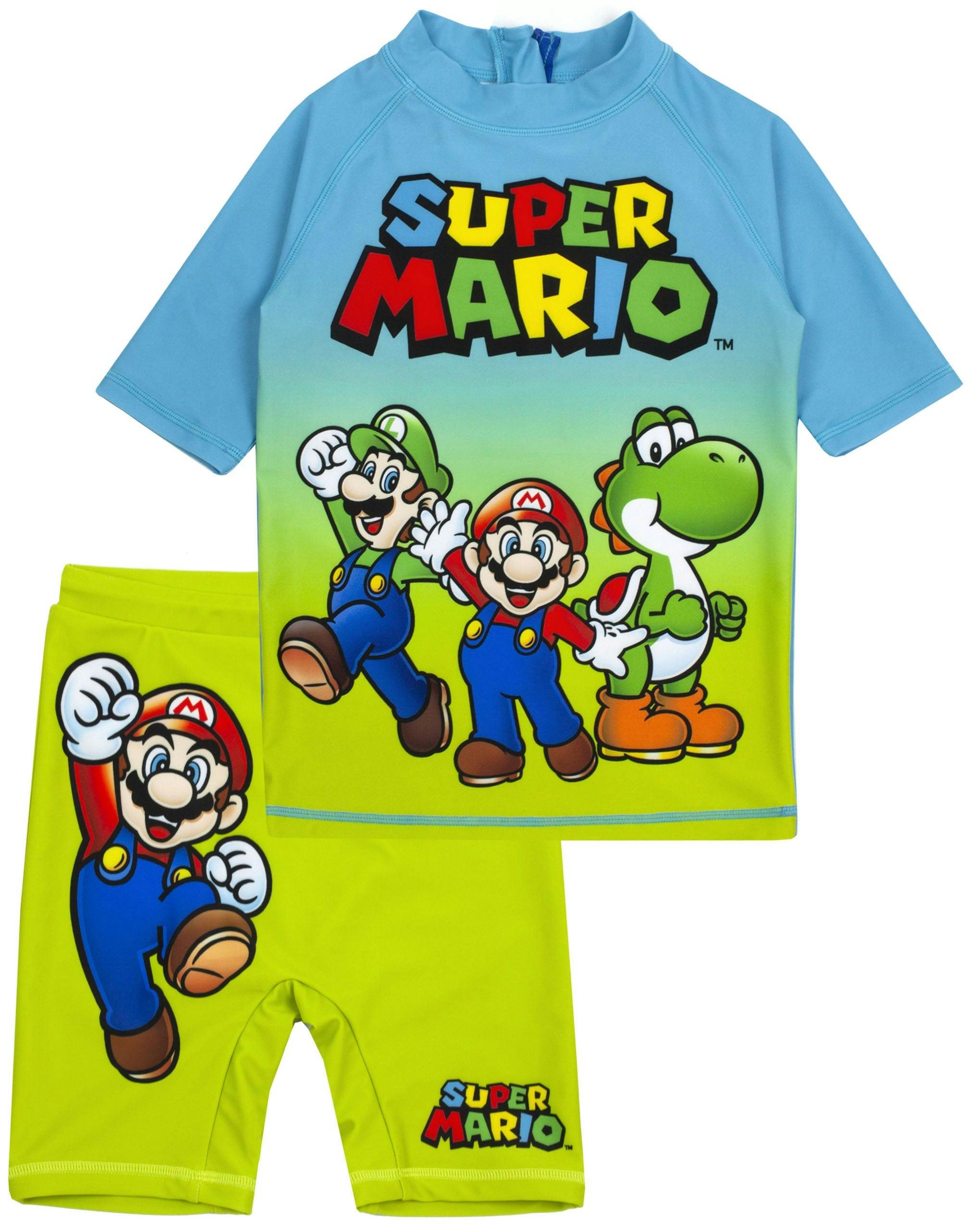 Vanilla Underground Boys Blue Nintendo Mario & Luigi Placement Print 2 Piece Swim Set - 3-4 Years