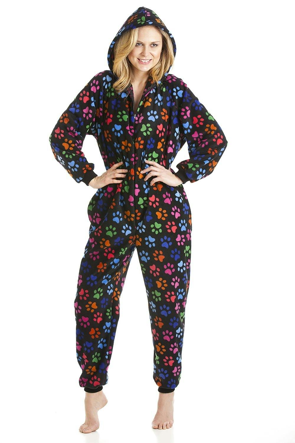 Camille Black Various Colour Multi-Coloured Paw Print Onesie - /Multi - 22-24