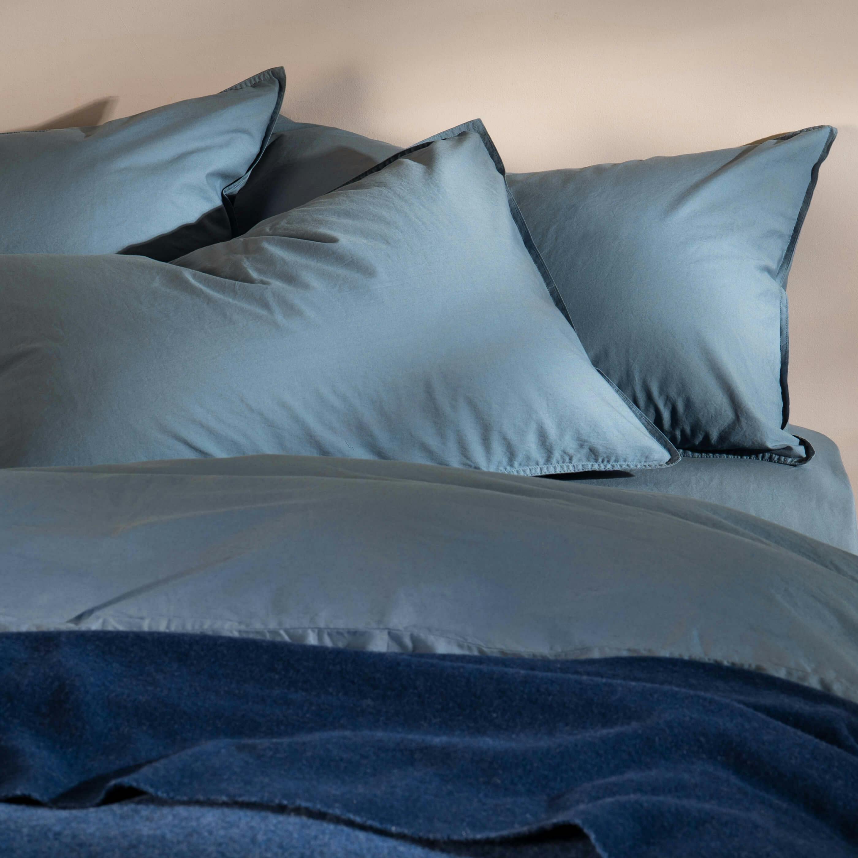 Soak&Sleep Blue Storm Stonewashed Cotton Pillowcases - Standard - Pair - Housewife