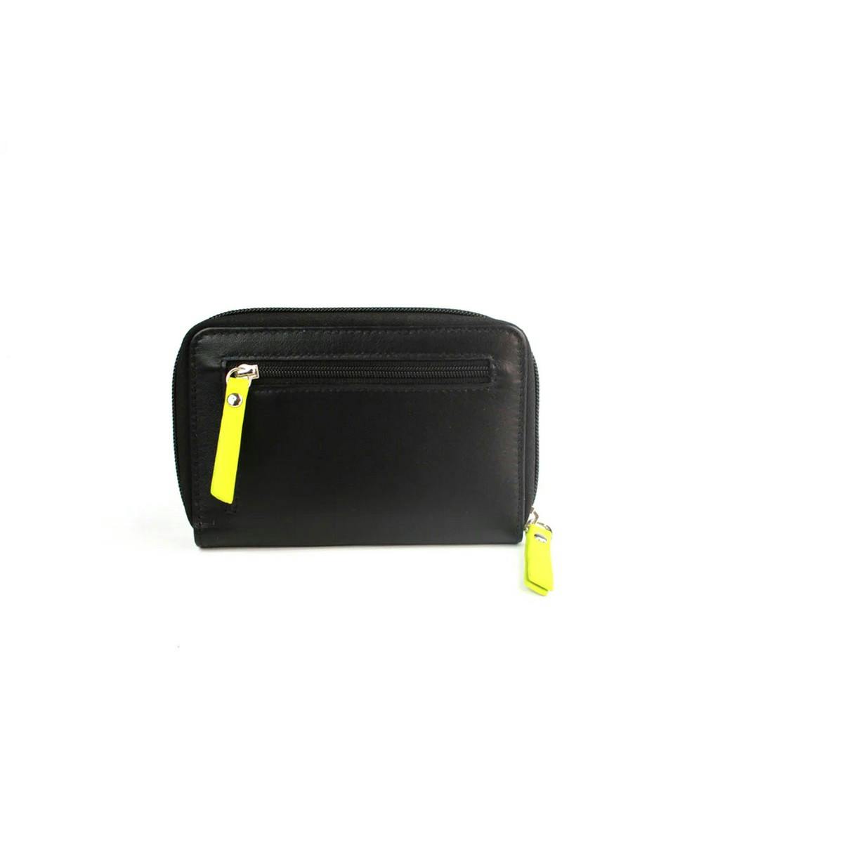 Eastern Counties Leather Black Athena Leather Purse - /Lime - /Lime - One Size - 100% Leather