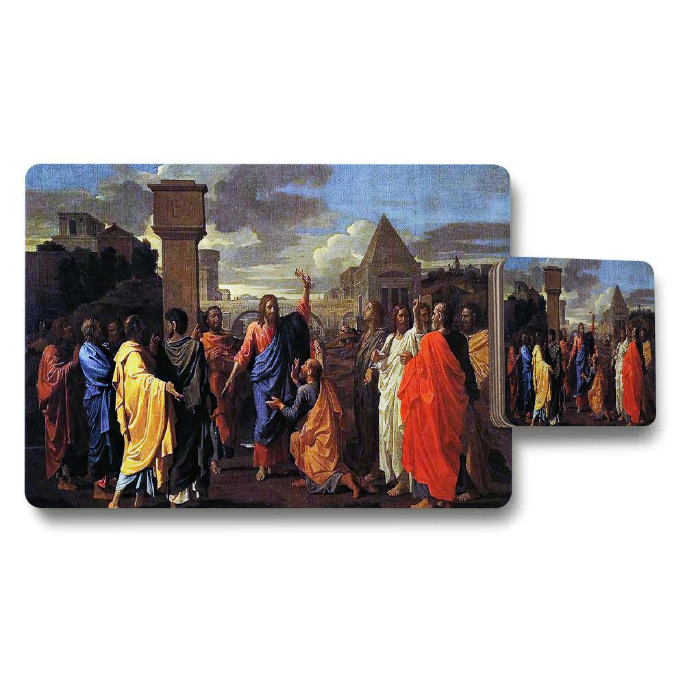Benjamin Tate Design Religious Art Placemat And Coaster Set With Biblical Scene