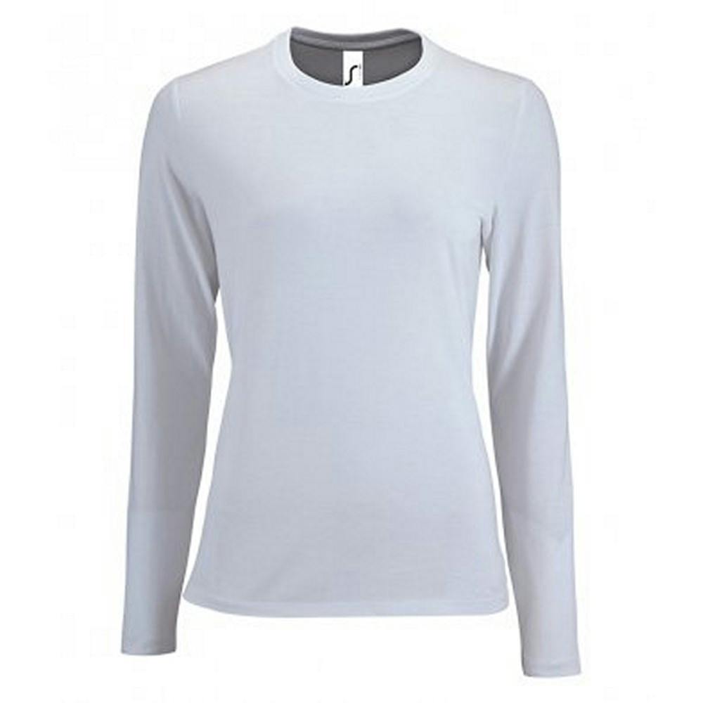 SOLS Womens/Ladies Imperial Long Sleeve T-Shirt (White) - Size X-Large - Image 2