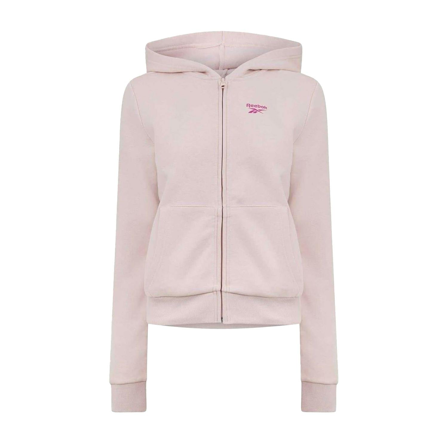 Reebok Women's Light/Pink Regular Full Zip Hoodie - Xxs - 60% Cotton/40% Polyester