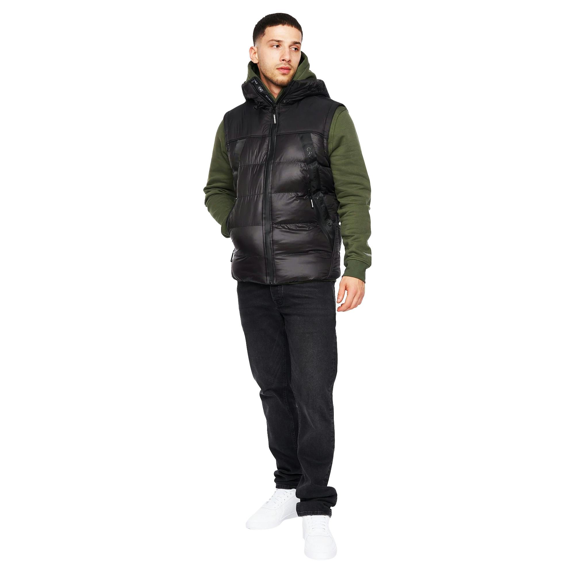 Crosshatch Men's Black Craystore Hooded Gilet - M - 100% Polyester