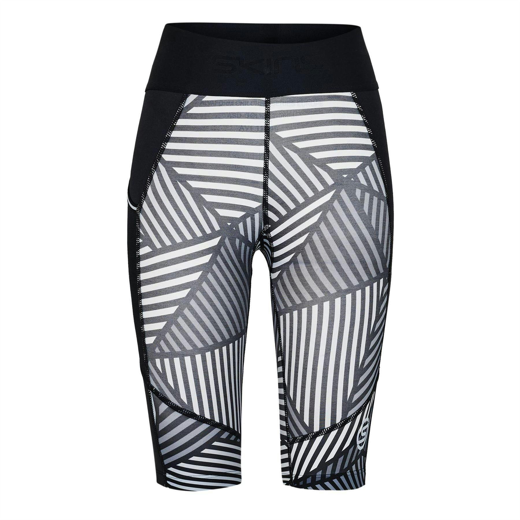 Skins Women's White/Black Series-1 Compression Shorts - 12 Uk