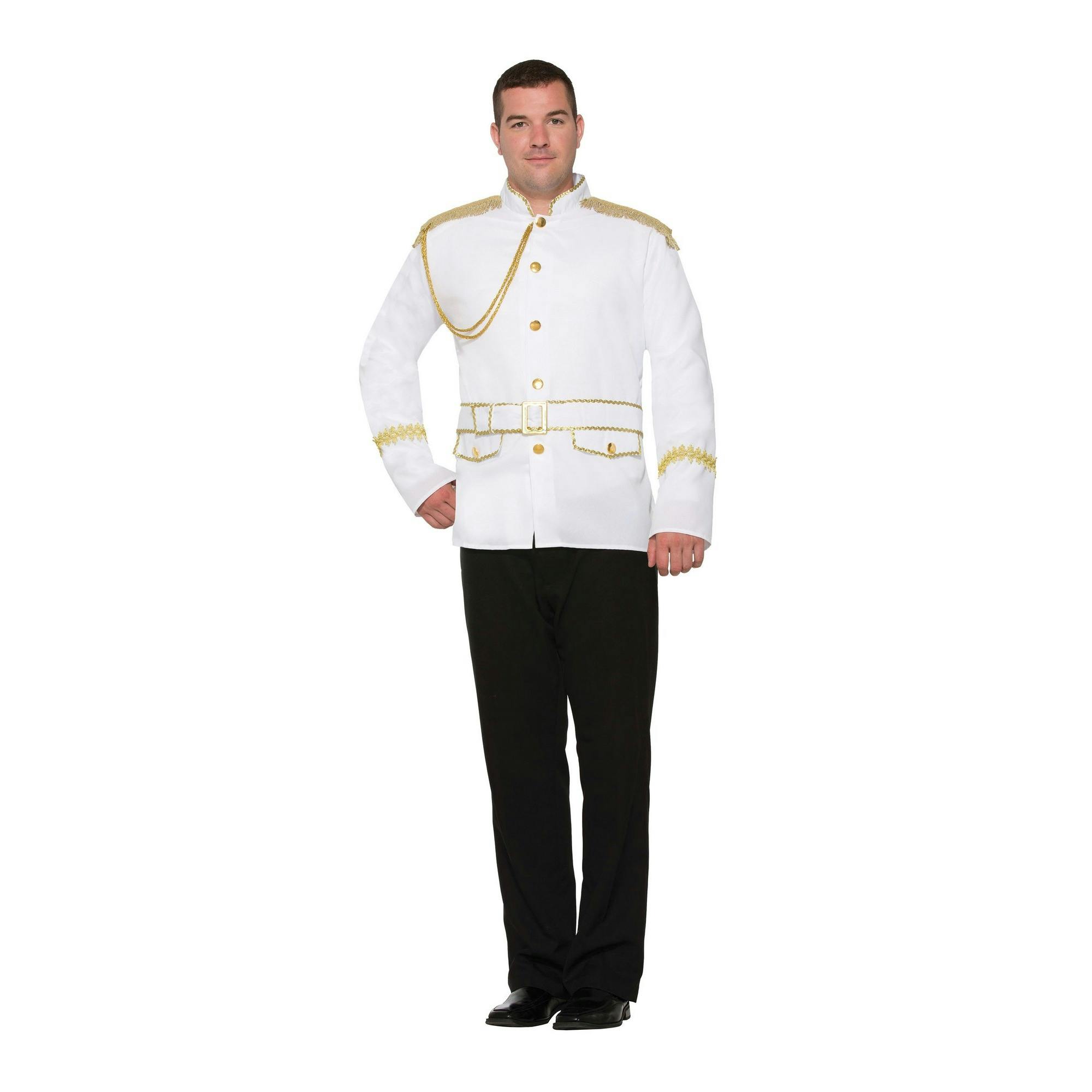 Bristol Novelty Men's White/Gold Fairytale Prince Jacket - One Size