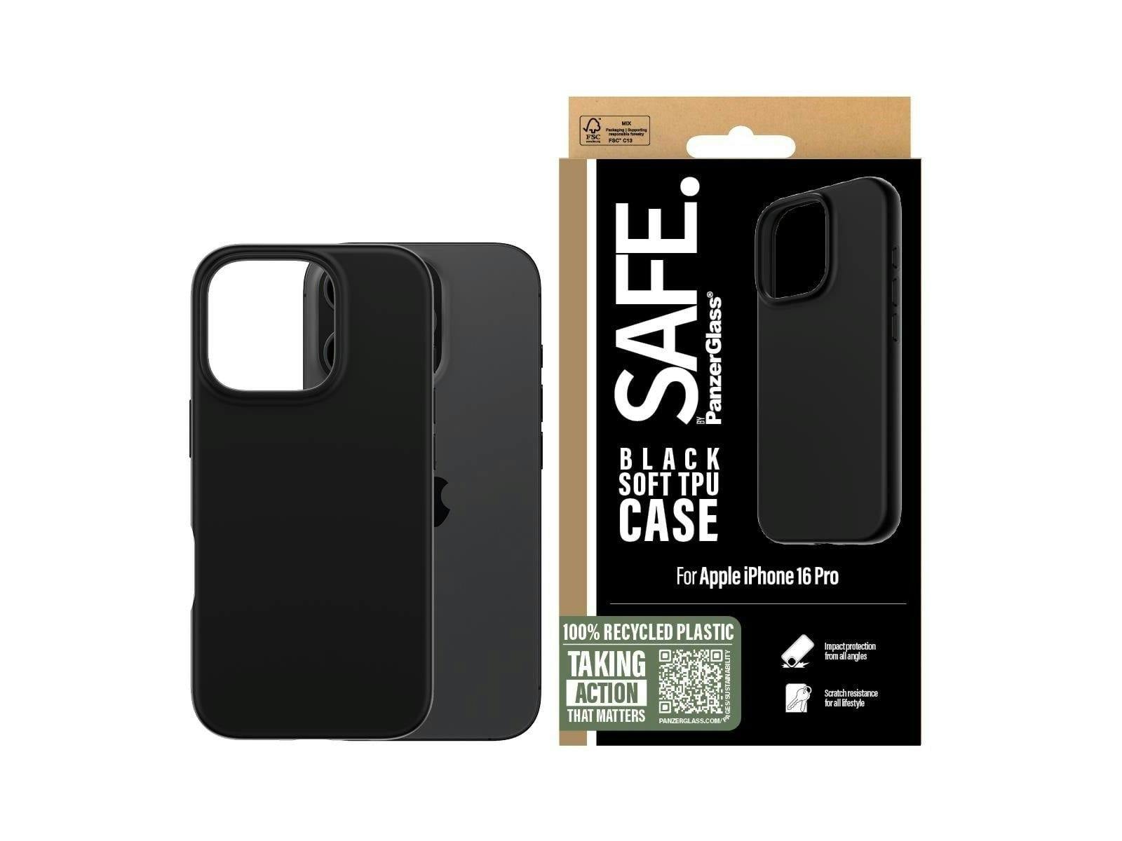 Panzerglass Black Panzer Glass Safe Soft Tpu Case For Iphone 16 Pro 6.3" - Safe95901