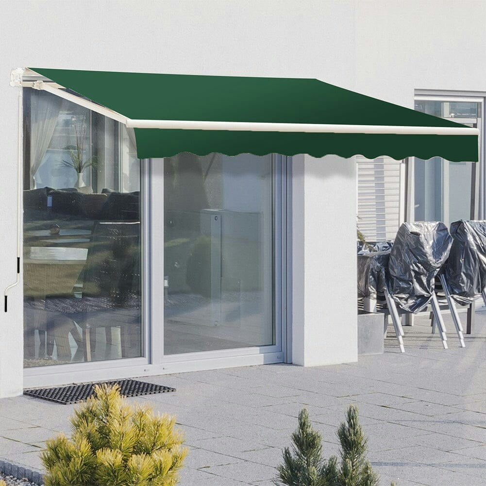 Rackhams Green 6Ft/ 8Ft/ 9Ft/ 11Ft/ 13Ft Outdoor Retractable Patio Manual Shelter Awning Canopy For Window And Door - 8Ft