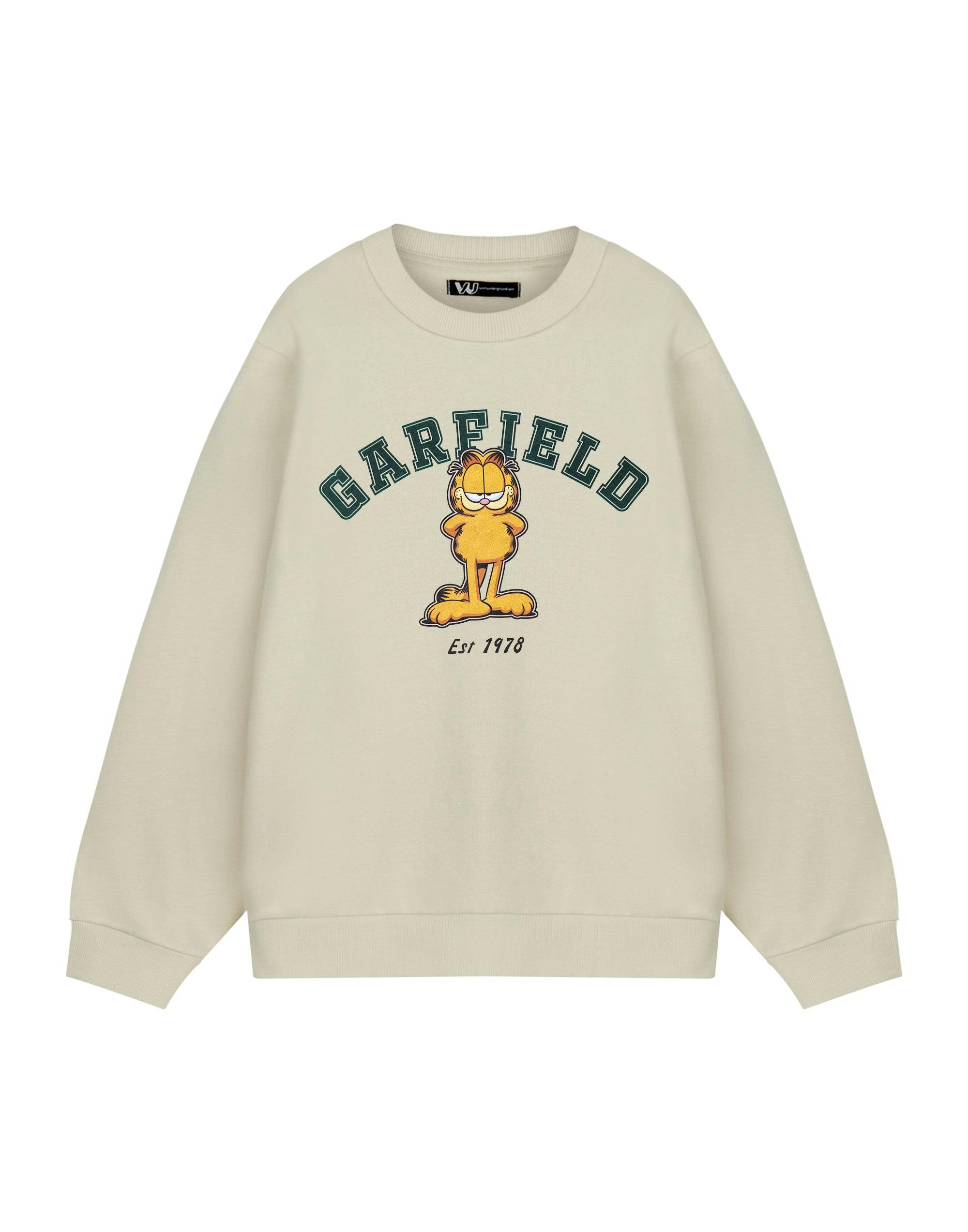 Vanilla Underground Unisex Beige Garfield College Sweatshirt - XX-Large