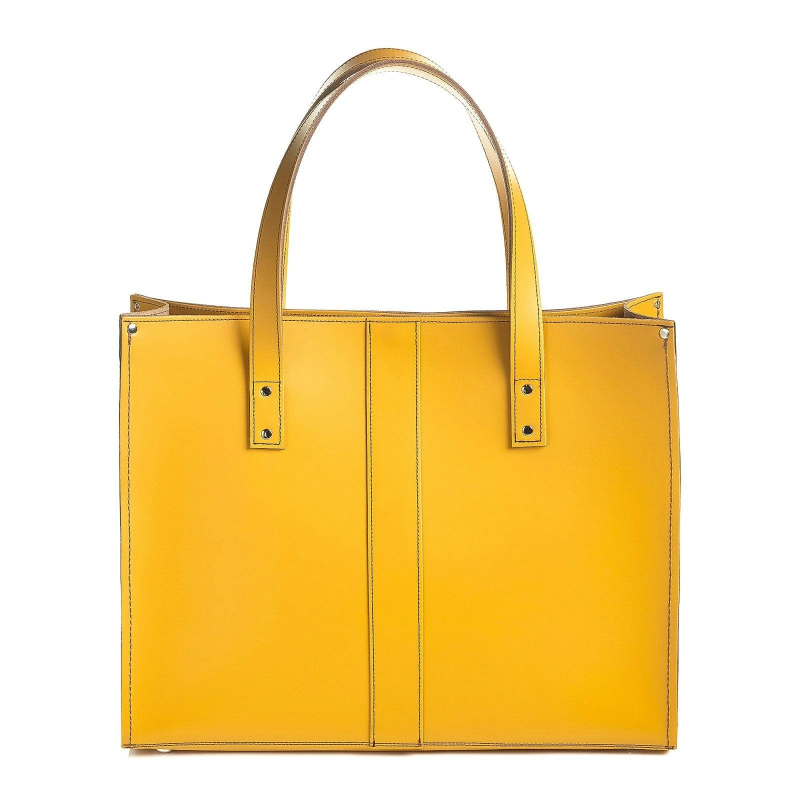 Zatchels Yellow Handmade Leather Shopper - Ochre
