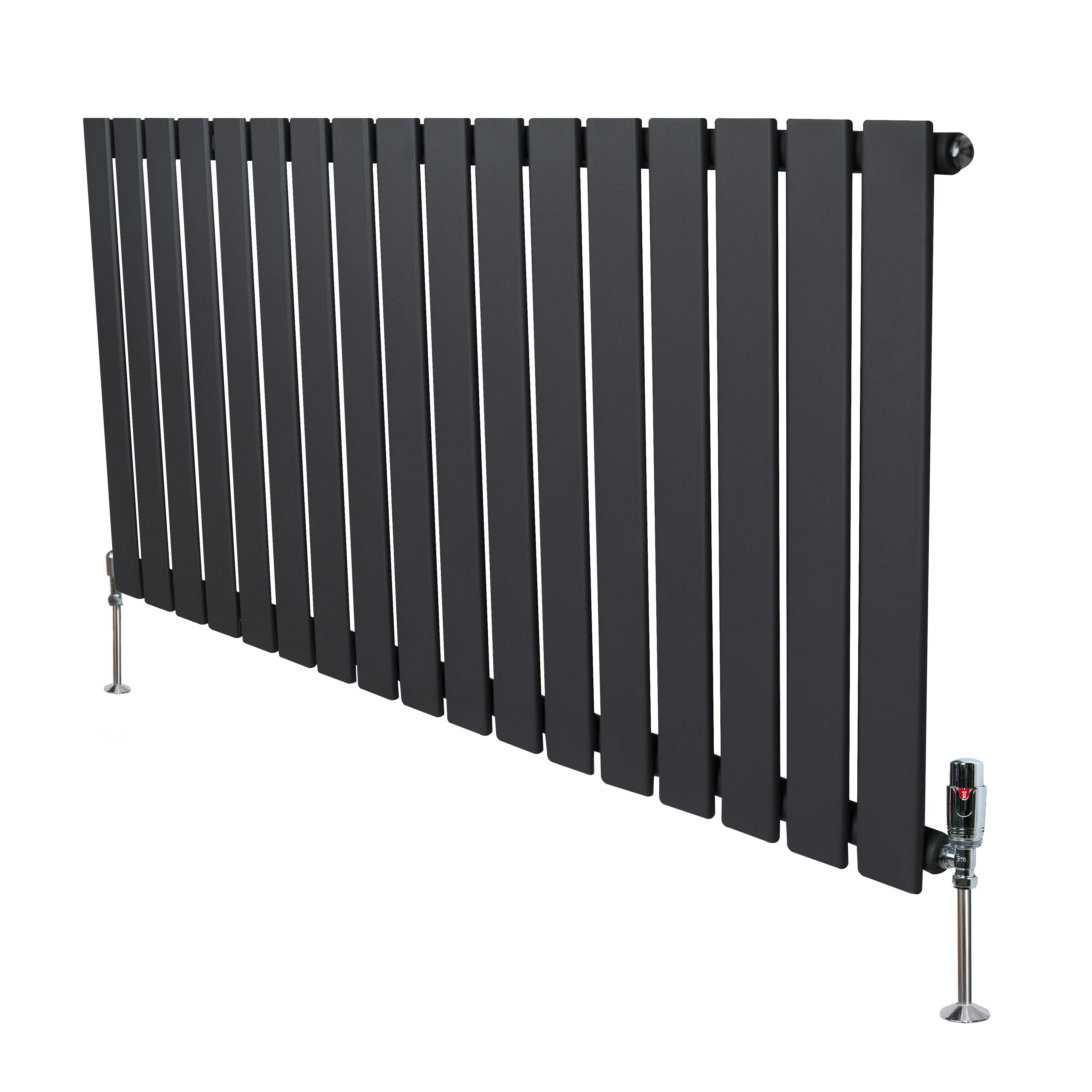 Monstershop Anthracite/Grey Flat Single Column Radiator & Valves – 600Mm X 1190Mm –