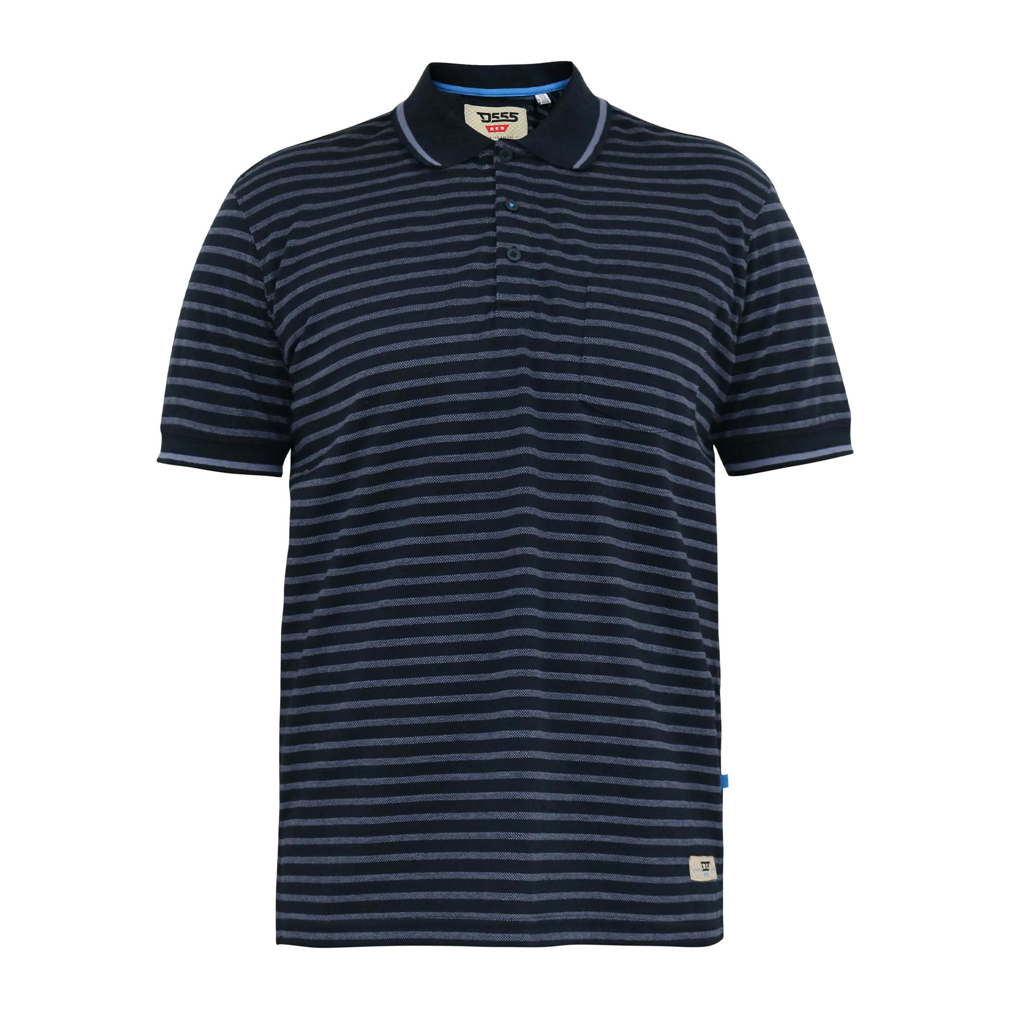 Duke Men's D555 Rosemary Stripe Jersey Woven Kingsize Polo Shirt - Navy/Teal - Navy/Teal - 4XL - 100% Cotton