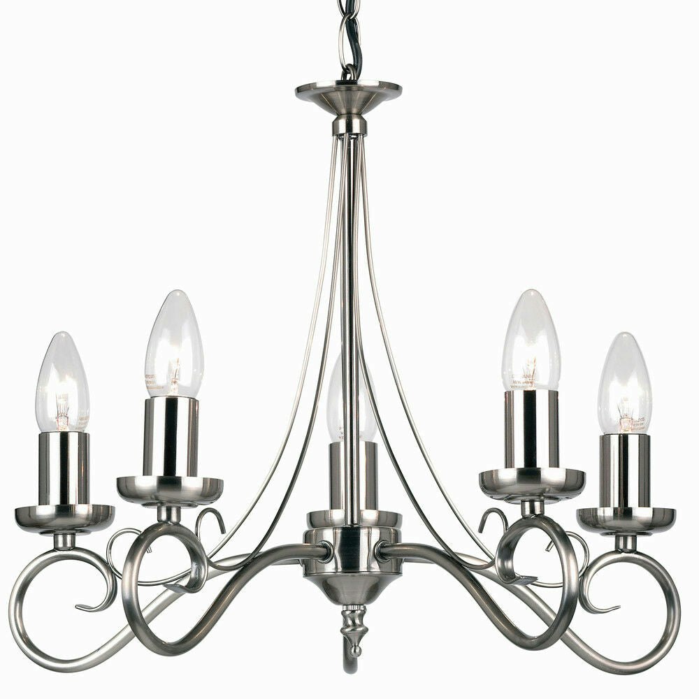 Loops Light/Silver Hanging Flush Ceiling Pendant Antique Chandelier Lamp Bulb Holder Size 5