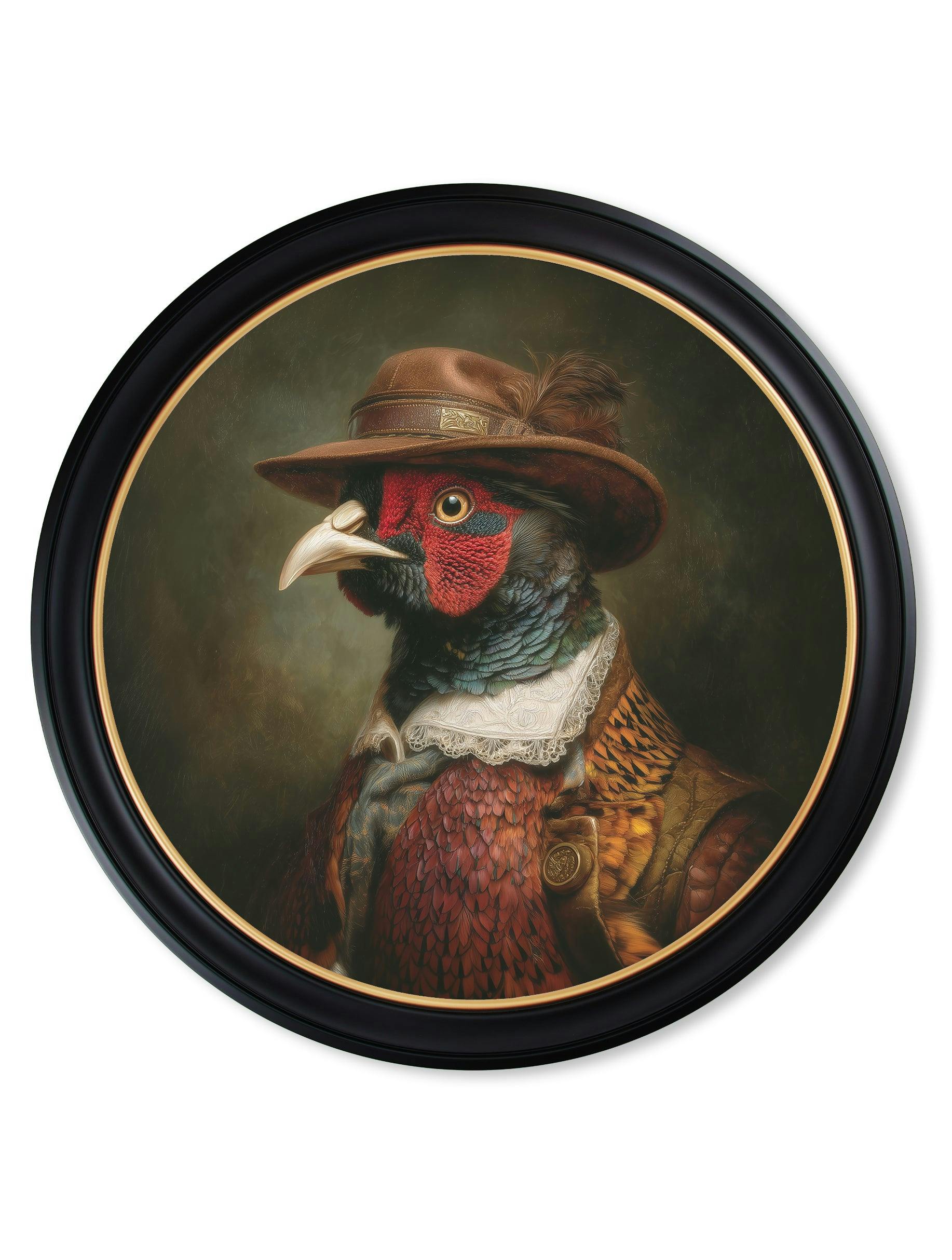 Rackhams Dark/Green/Cream Baron Von Beak - Huntsman Pheasant Oxford Round Frame - 96 X 96Cm
