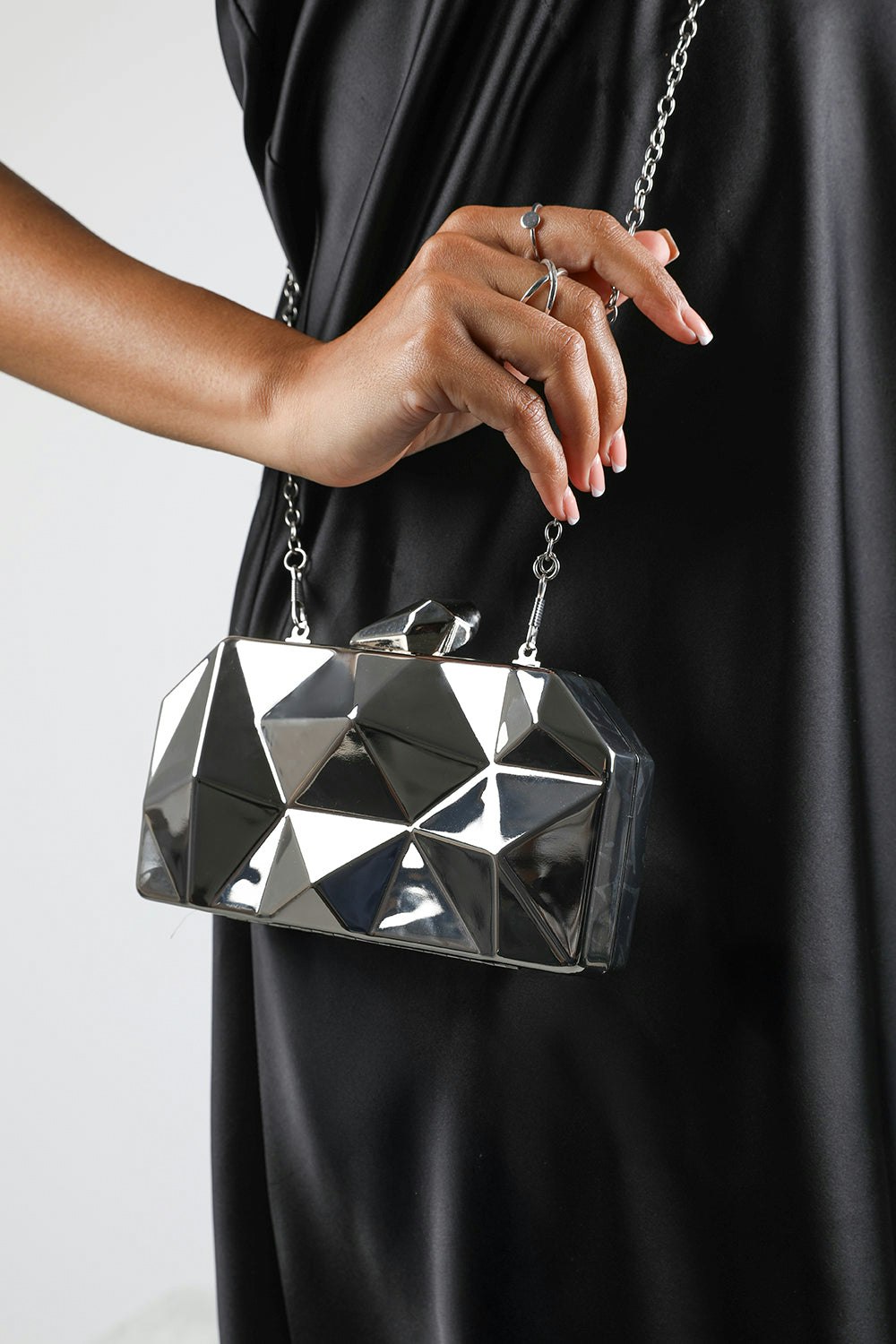 Where's That From Silver Rica Geometric Clutch Bag In - Standard