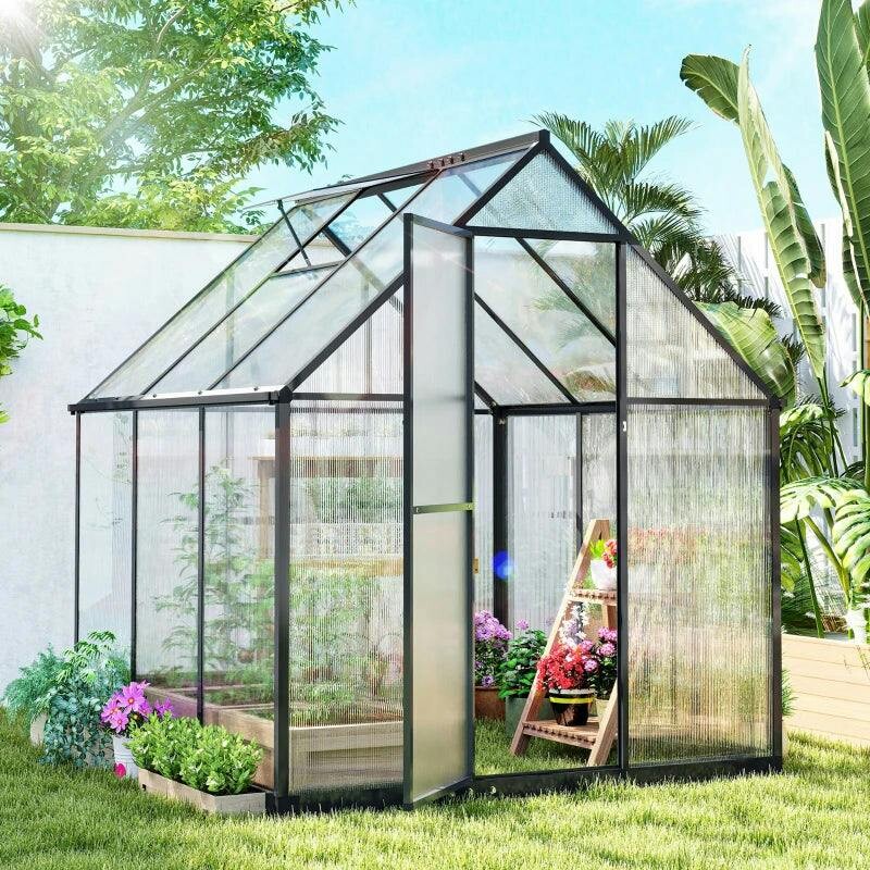 Rackhams Green/Black Polycarbonate House Garden House With Rain Gutter, - Image 6