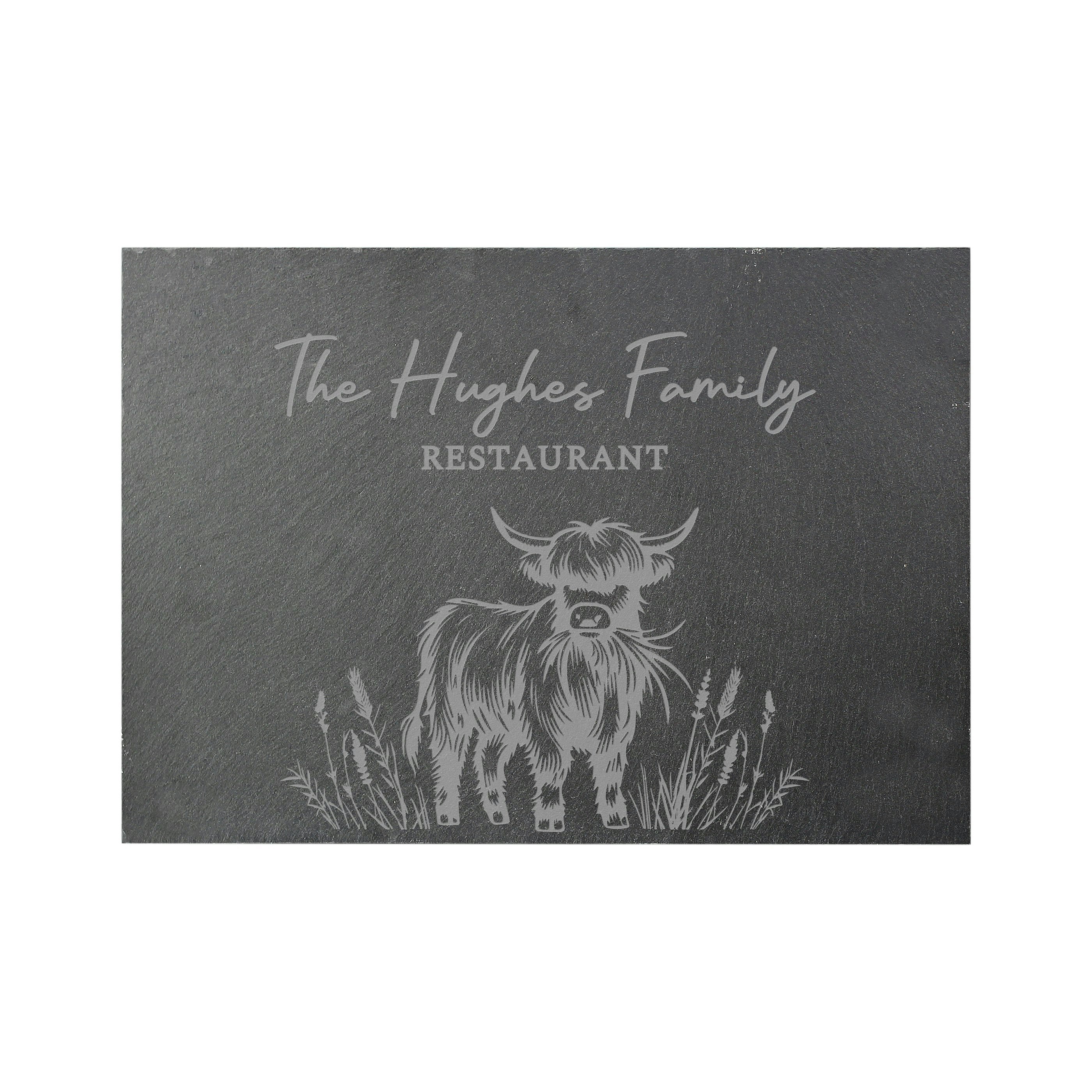 Personalised Memento Company Gold Personalised Highland Cow Slate Placemat