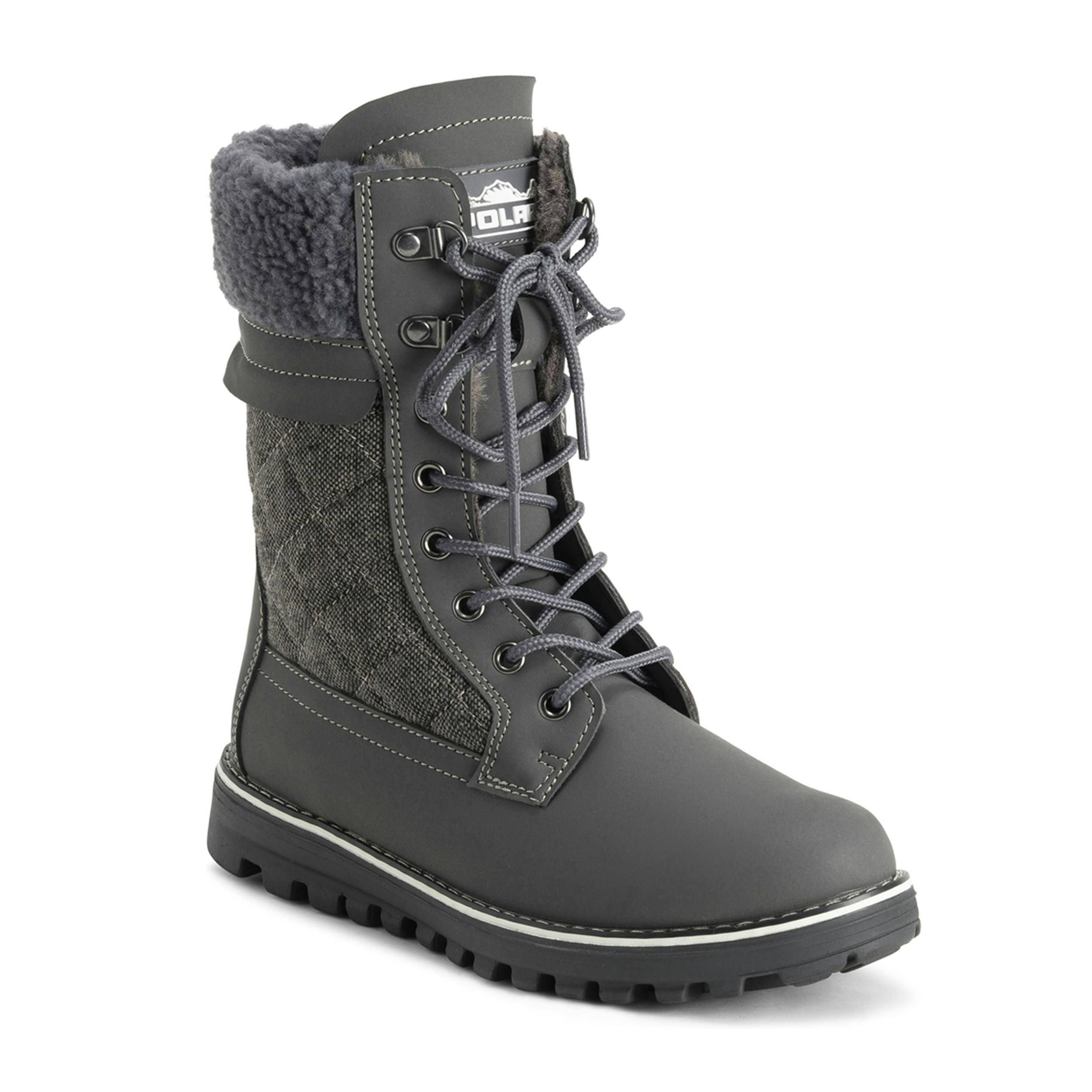 Viva Women's Grey Polar Memory Foam Thermal Deep Tread Rubber Sole Snow Boots - 8 - Textile