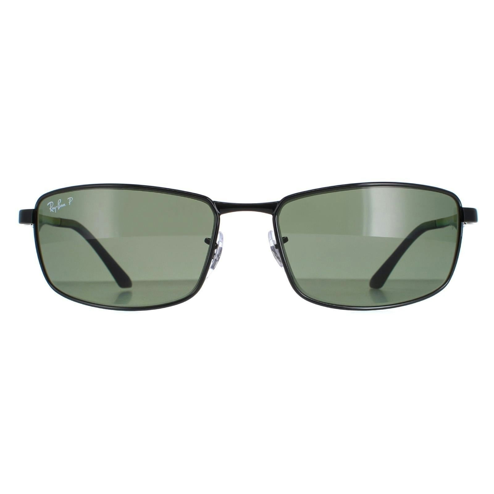Ray-Ban Men's Black Rectangle Polarized Green Sunglasses - Image 9