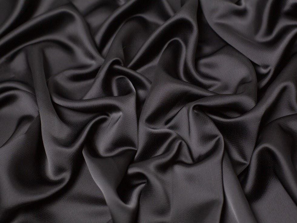 Minerva Core Range Black Minerva Aesha Satin Fabric - Plain Design Dressmaking Fabric, 150 Cm / 60" Wide - Per Metre
