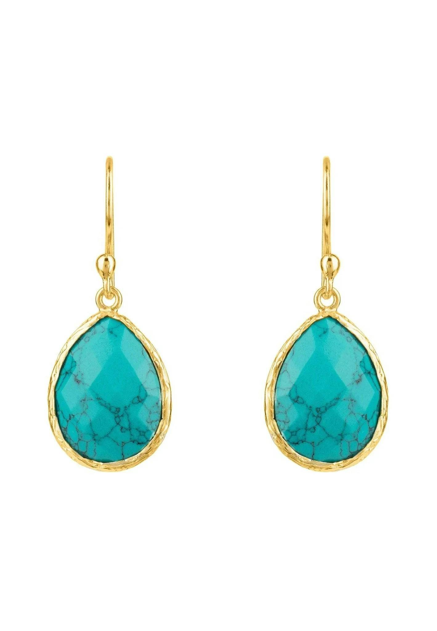 Latelita Turquoise/Gold Petite Drop Earrings Arizona