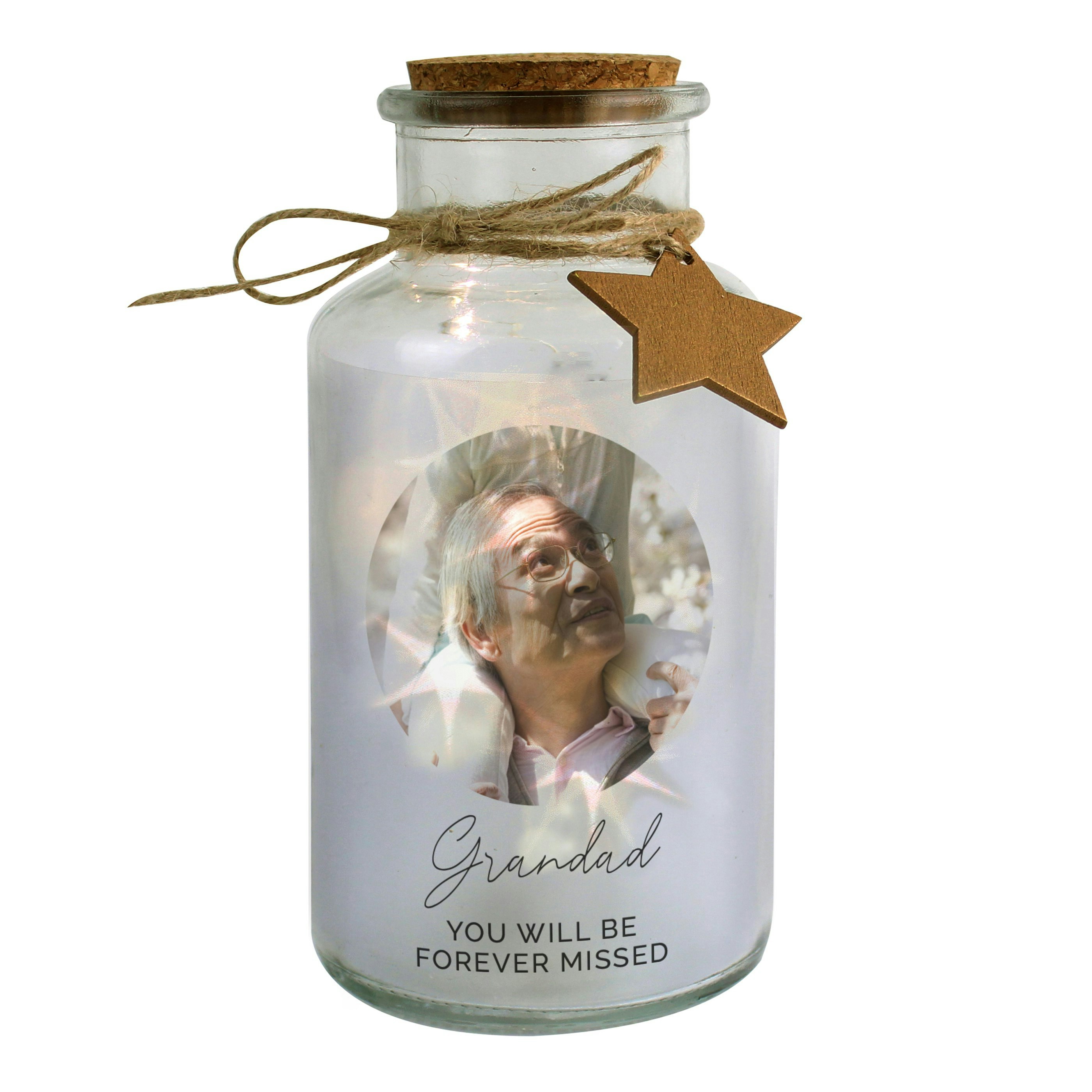 Rackhams Personalised Photo Upload Led Glass Jar