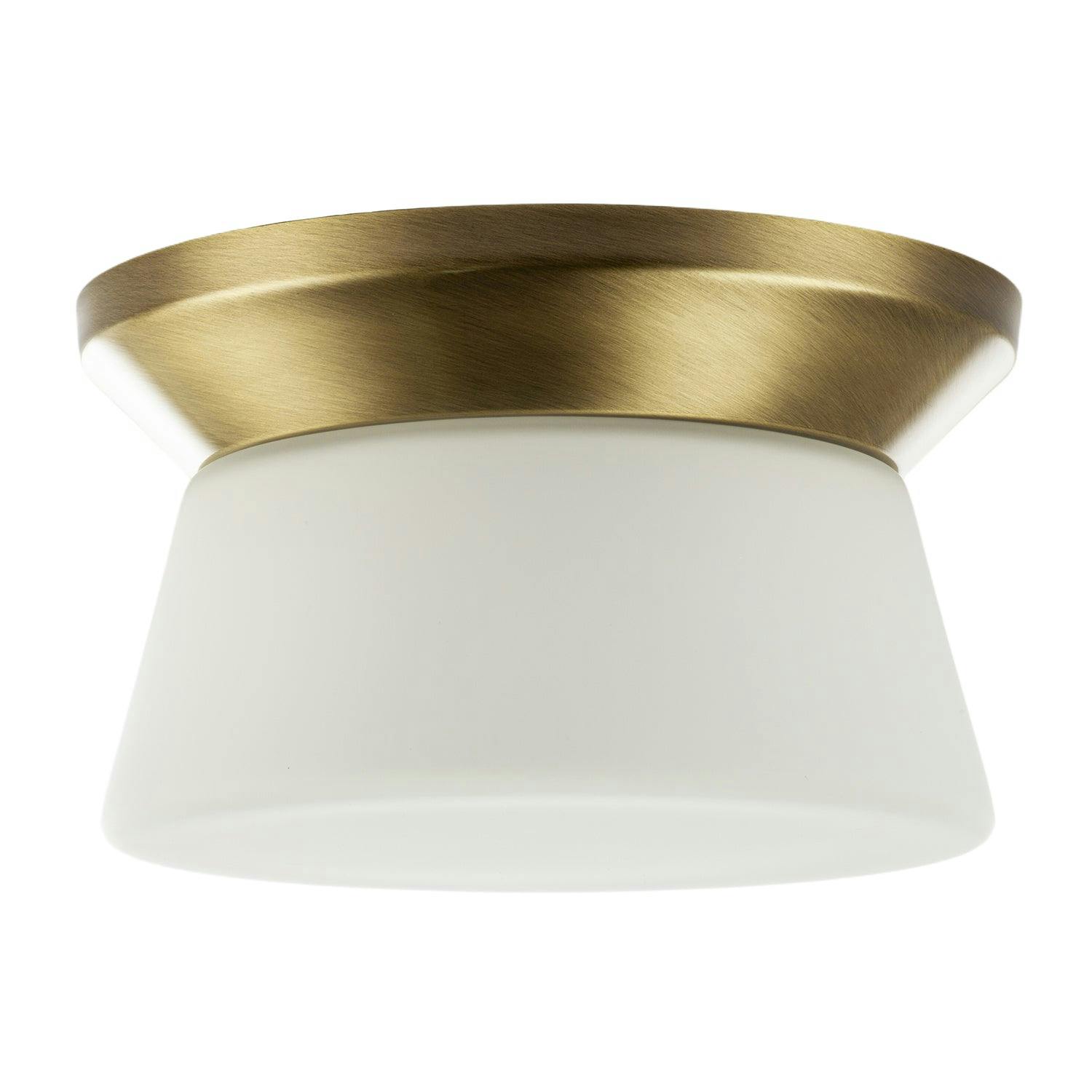 Rackhams Light/White Modern Antique Brass Led Bathroom Ceiling With Opal Glass