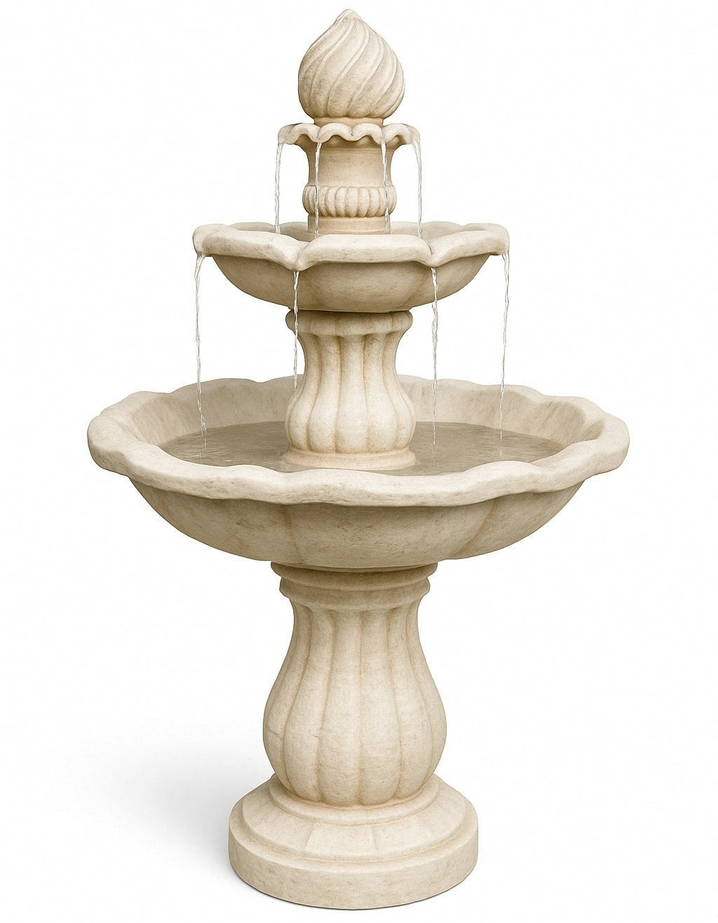 Rackhams Aruna Elegant 3-Tier Outdoor Water Fountain Self-Contained Stunning Garden Feature With Cascading Waterfall