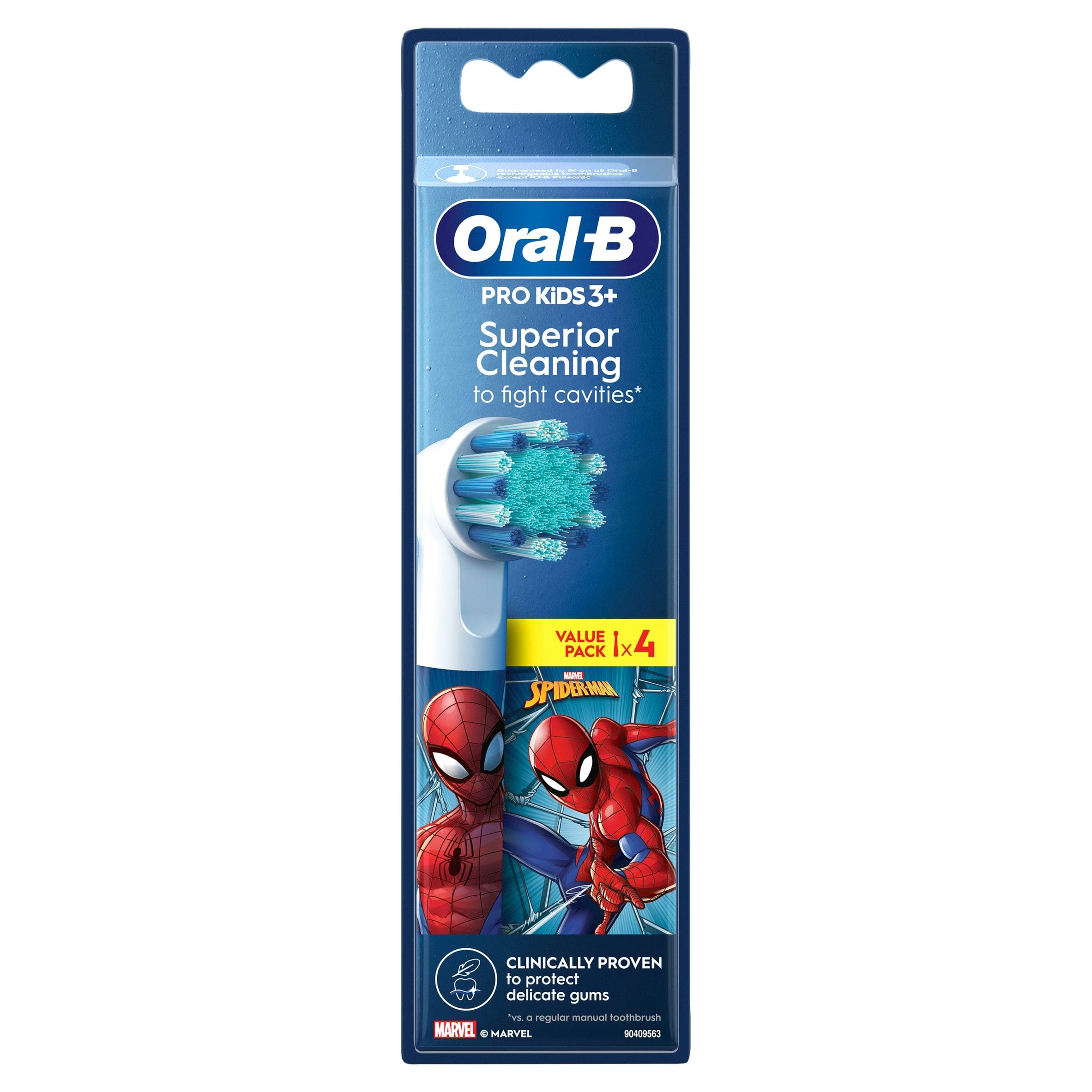 Oral-B Pro Kids Toothbrush Heads Featuring Spiderman, 4 Pack